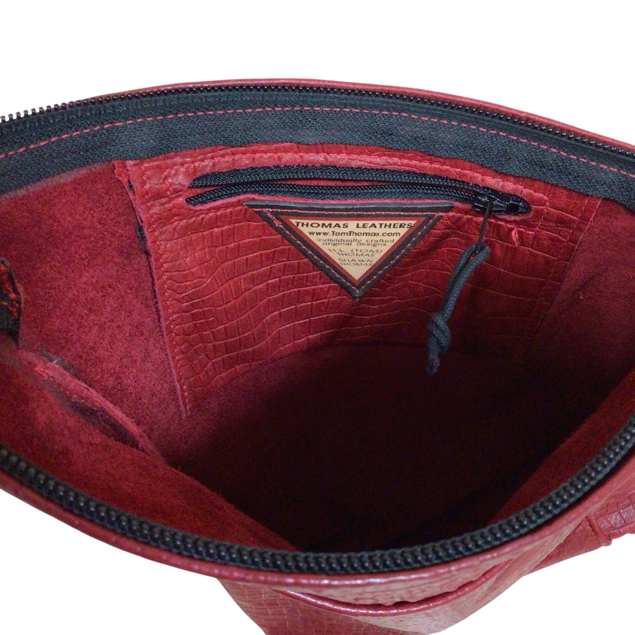 Thomas Leathers Red Leather Crossbody Bag