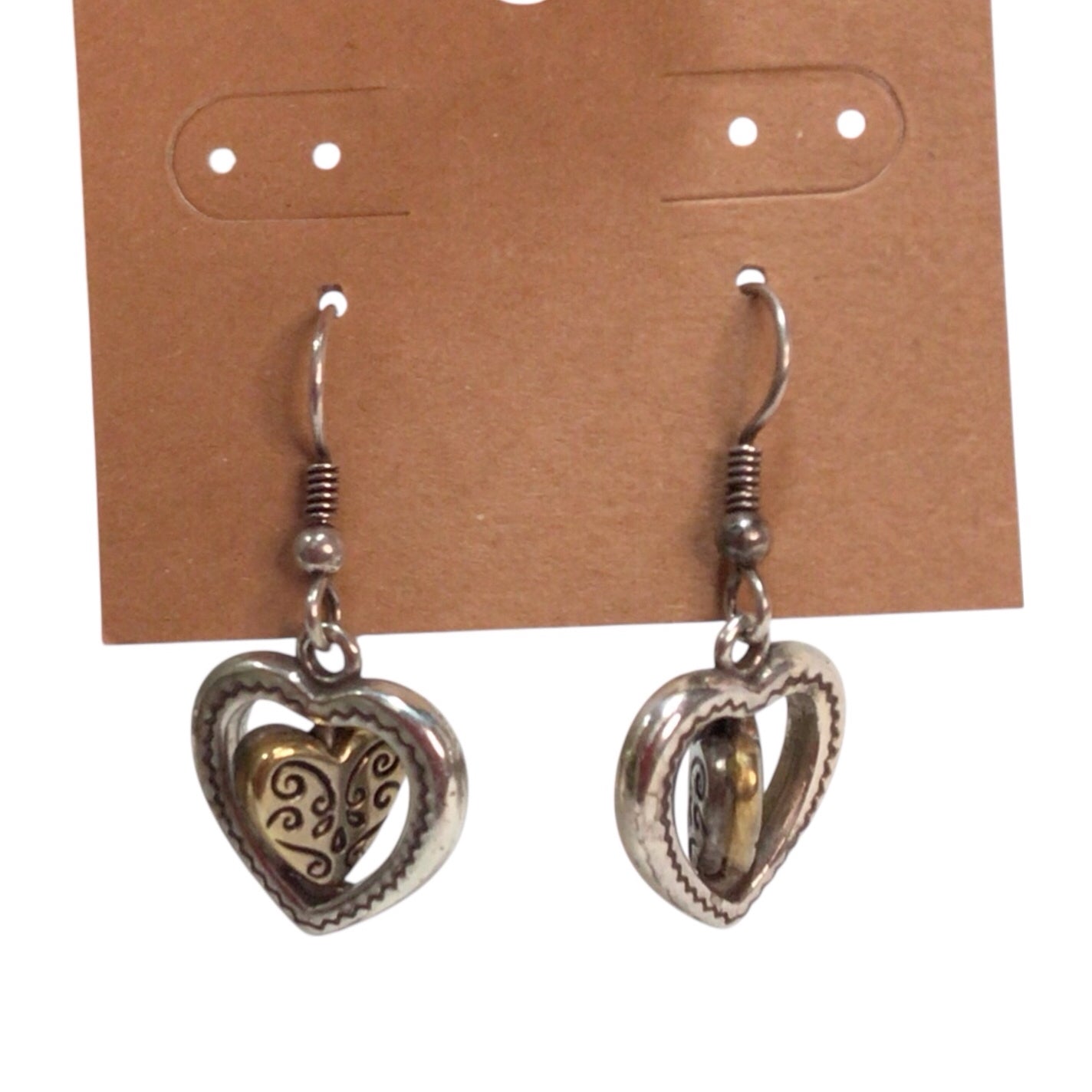 Brighton Aurora Heart Two Tone Reversible Silver Gold Plate Earrings
