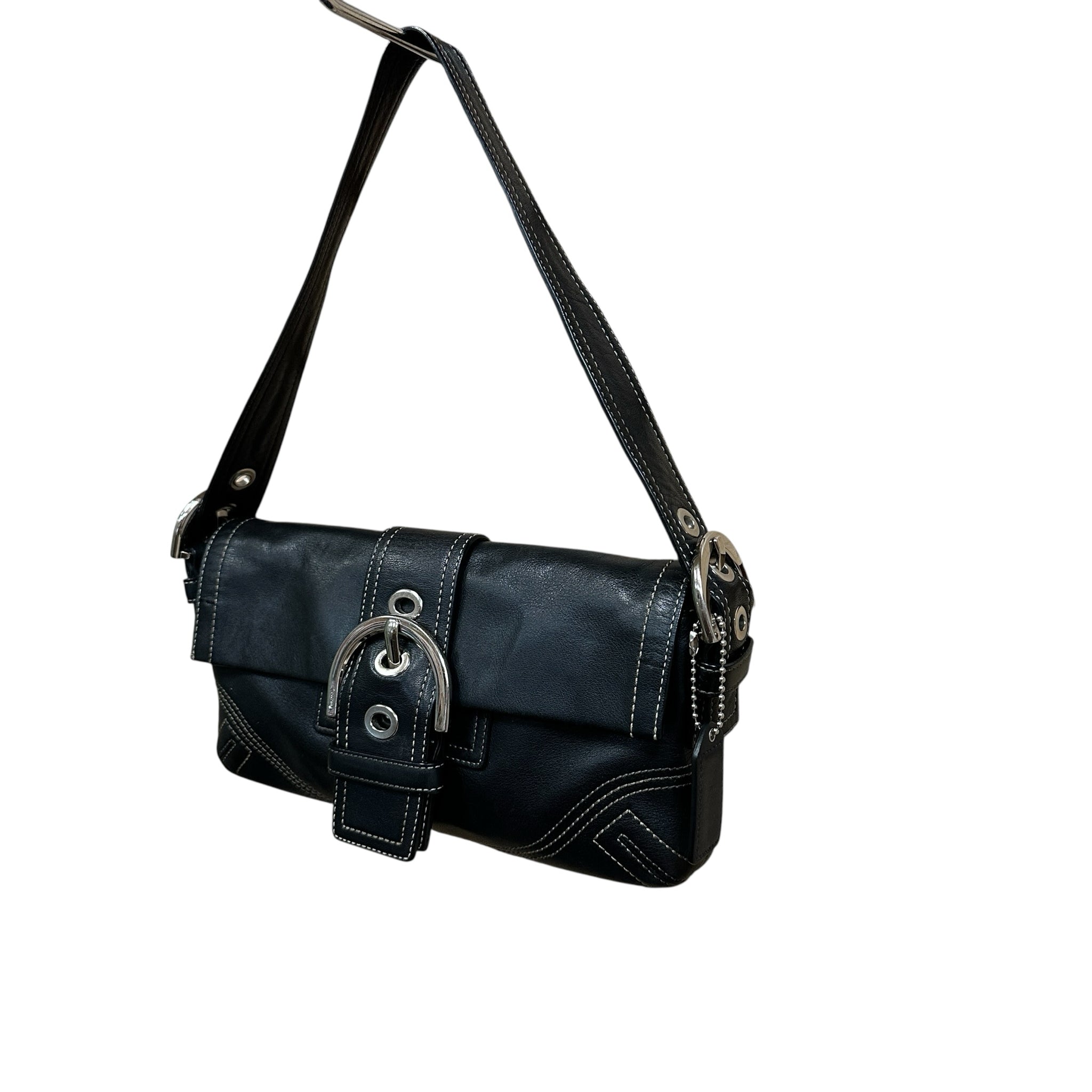 Coach 8A05 Vintage Black Leather Shoulder Bag