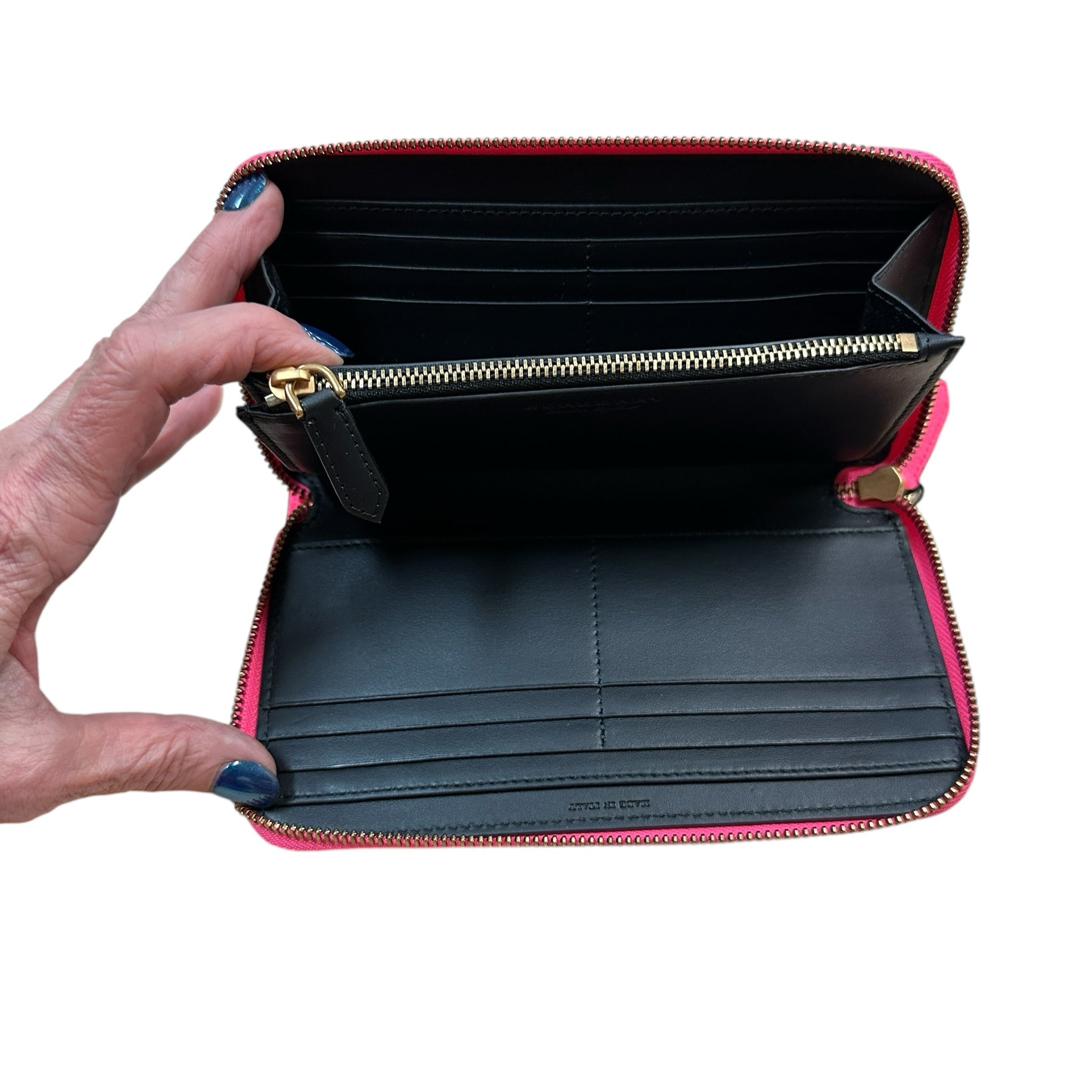 Burberry Bright Pink Zip Around Grained Leather Wallet