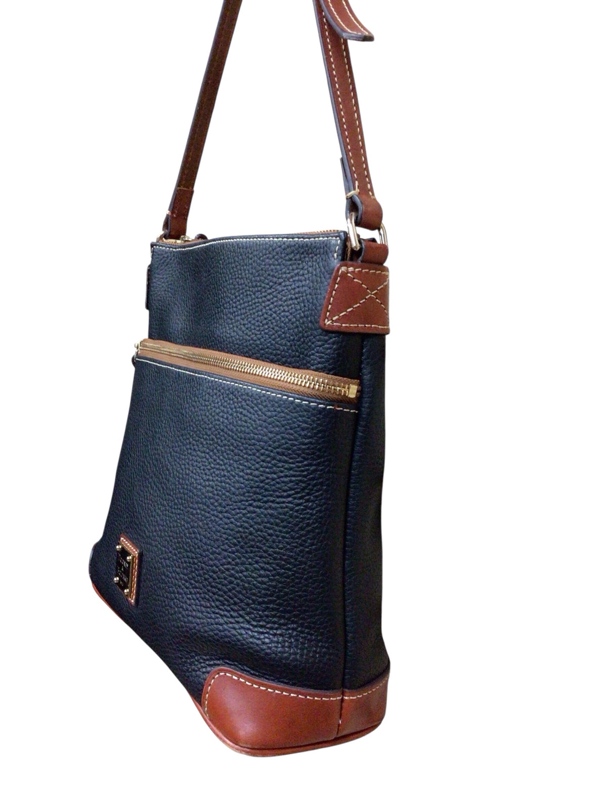 Dooney & Bourke Black & Brown Pebbled Leather Shoulder Bag
