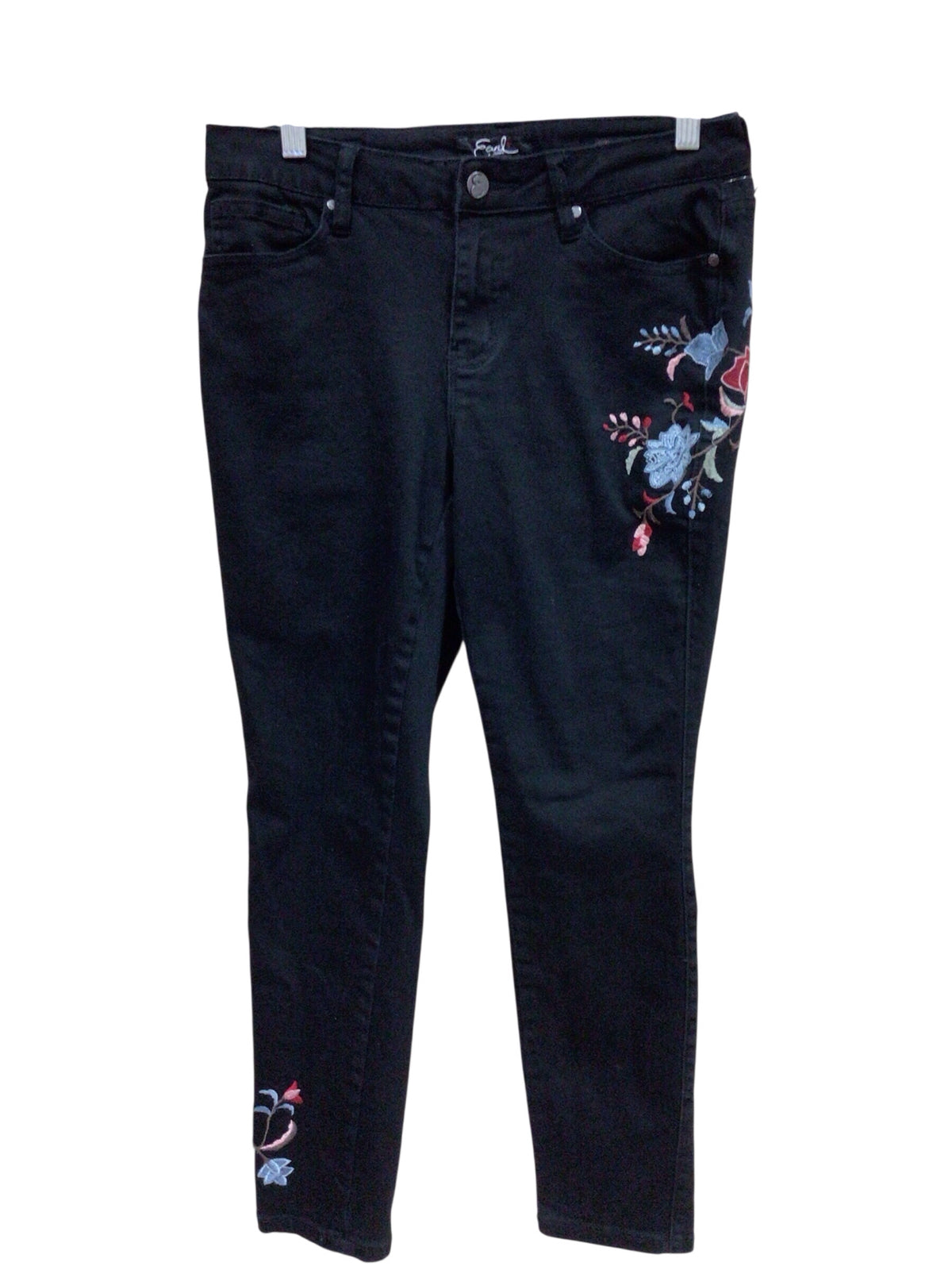 Earl Jean Floral Embroidered Black Jeans Size 8