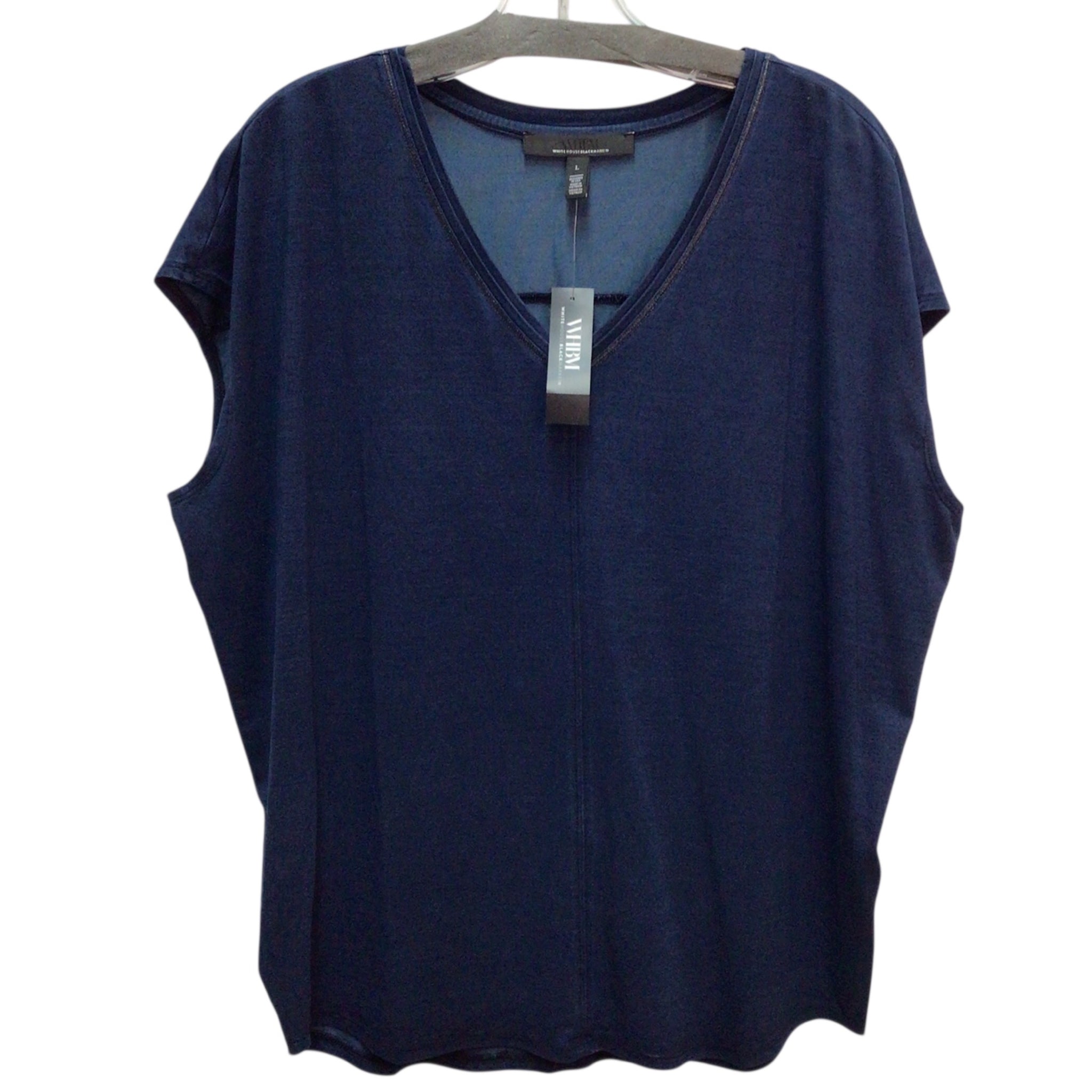 WHBM Navy Blue Short Sleeve Top Size L NWT