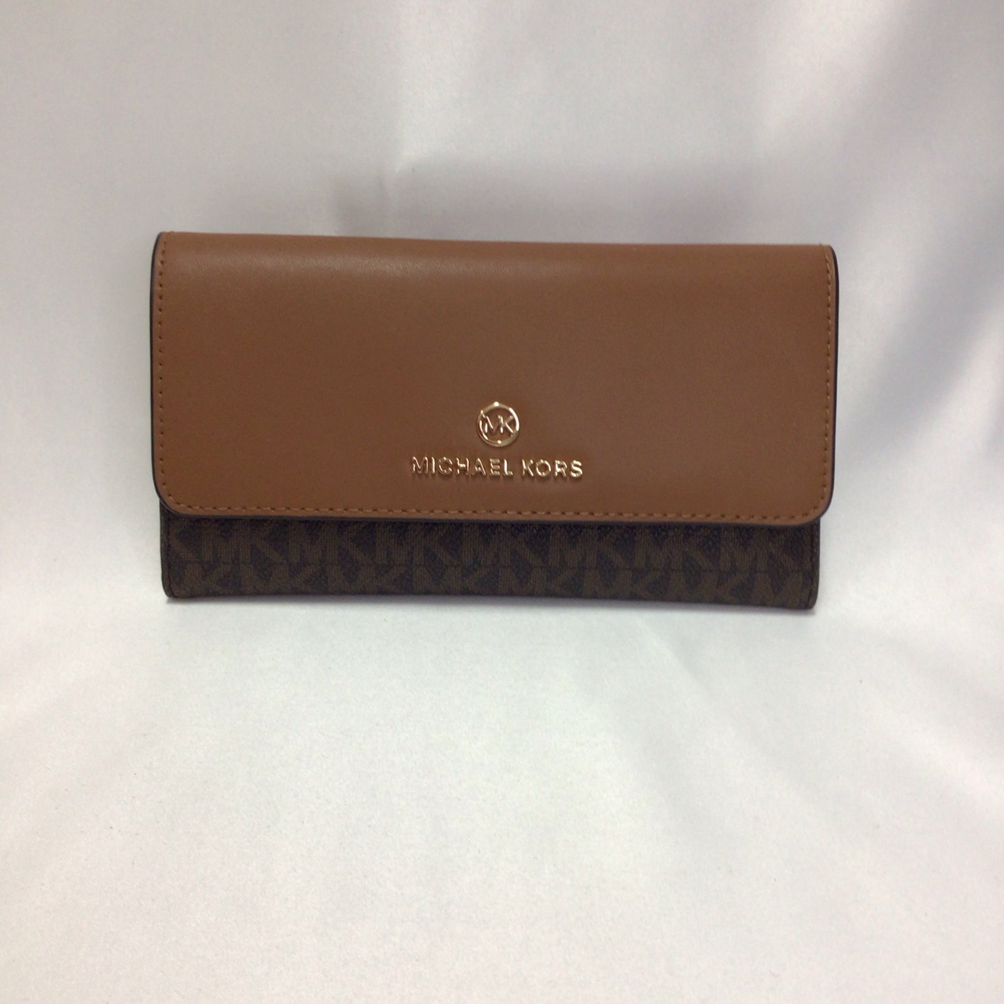 Michael Kors Brown Signature Fold over Wallet