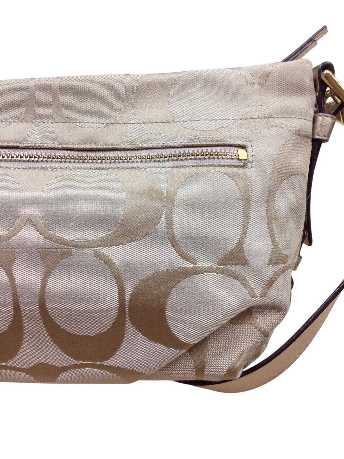 Coach F15068 East-West Hobo Gold & Tan Signature Shoulder Bag