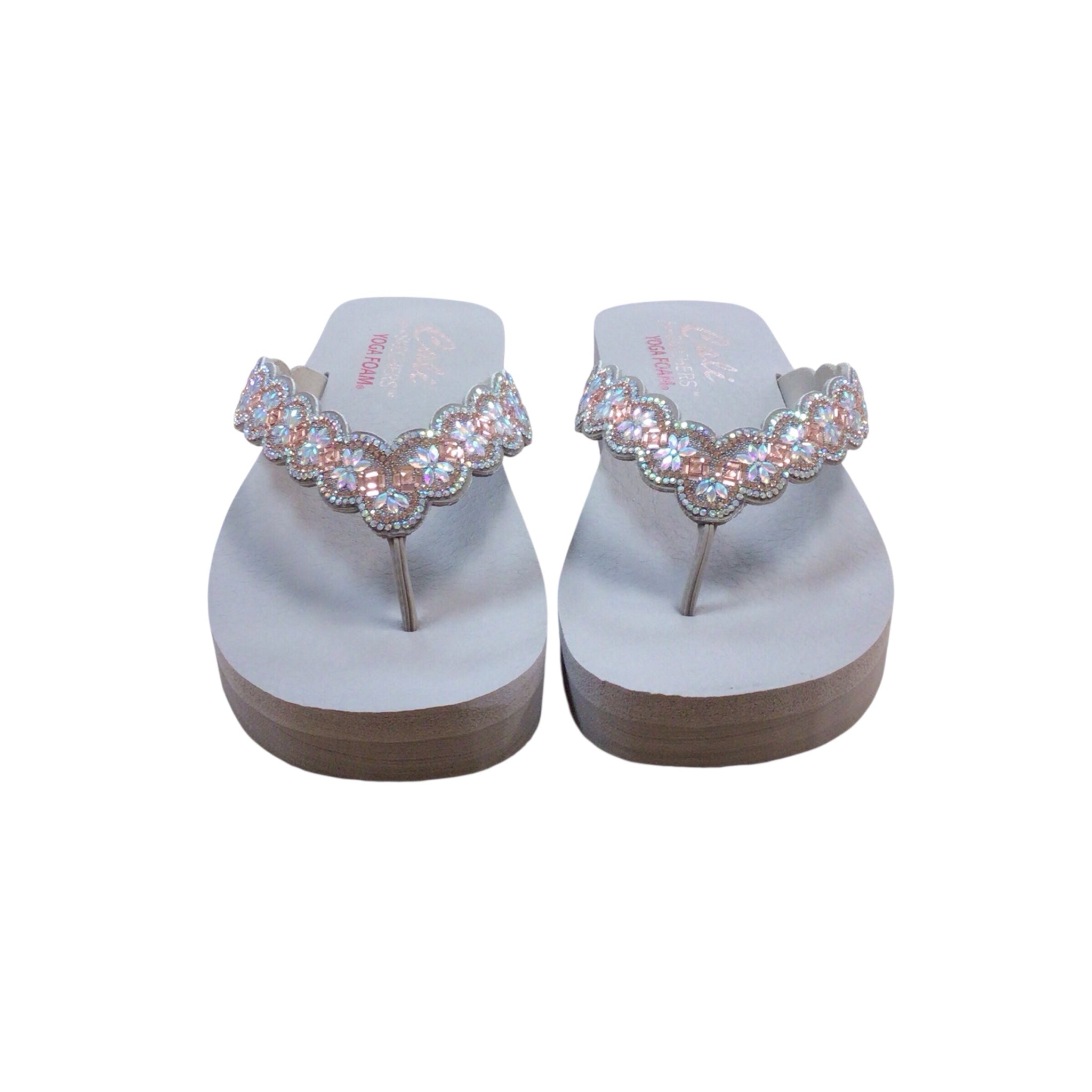 Skechers Cali Vinyasa Happy Spring Wedge Yoga Foam Gray Sandals Size 11