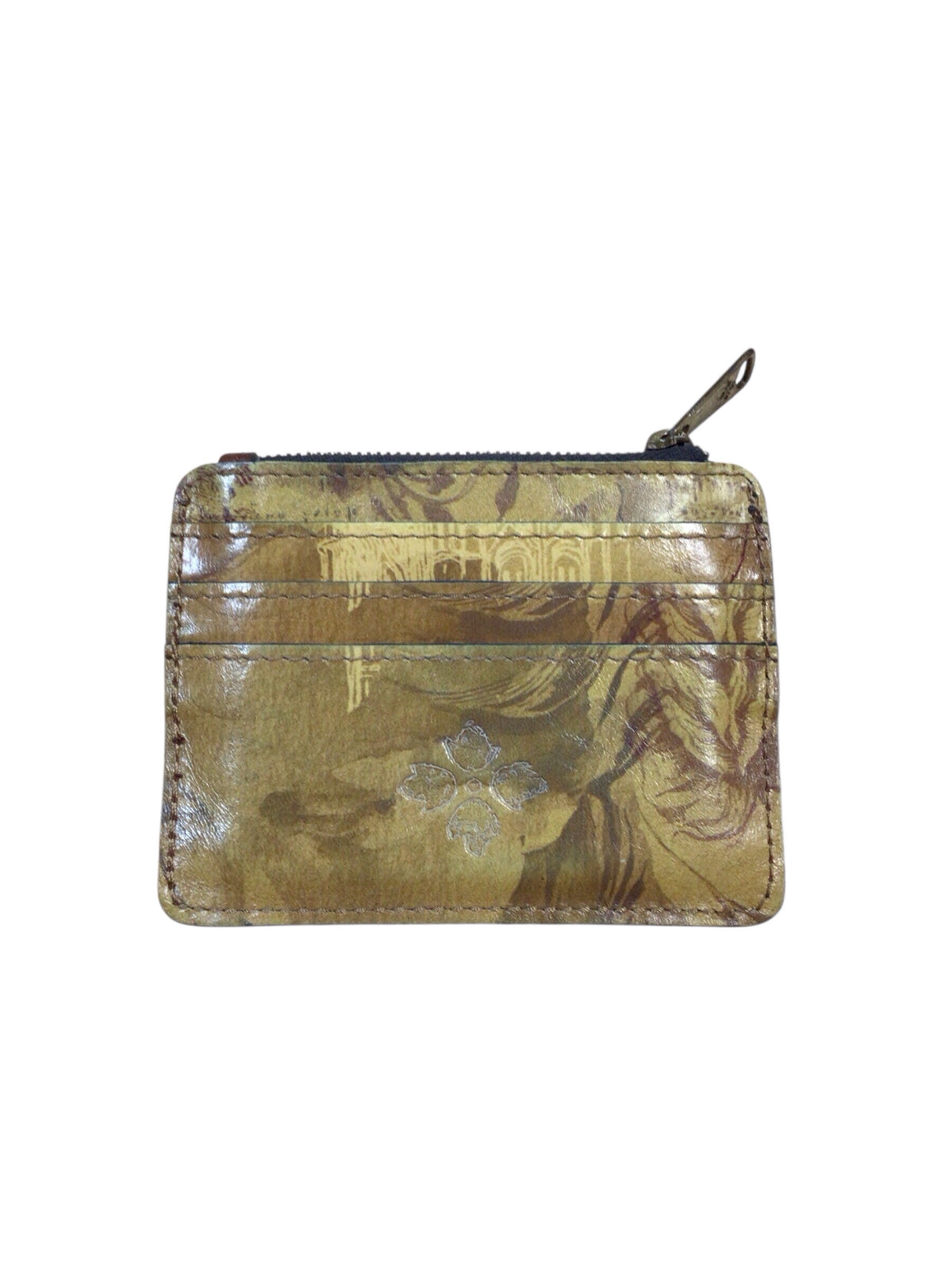 Patricia Nash Cassis Yellow & Brown Leather Card Holder