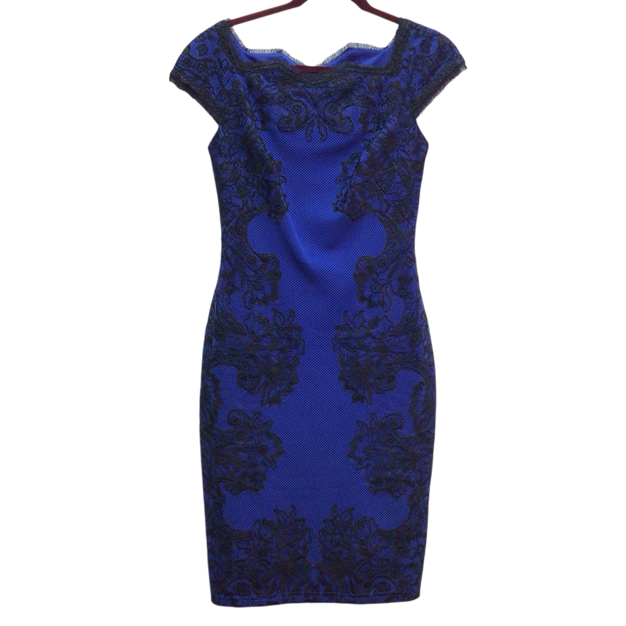 Tadashi Shoji Blue and Black Lace Size XS Dress