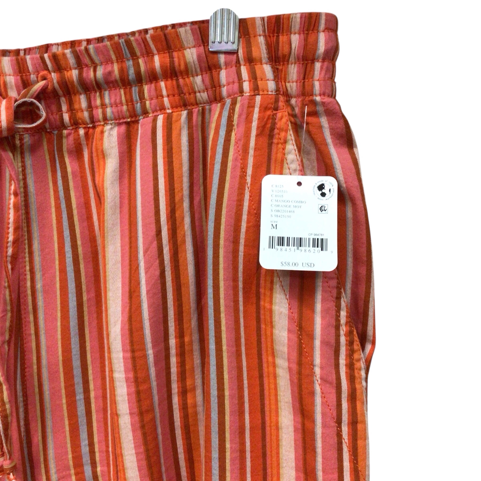 Free People Orange Striped Shorts Size Medium NWT