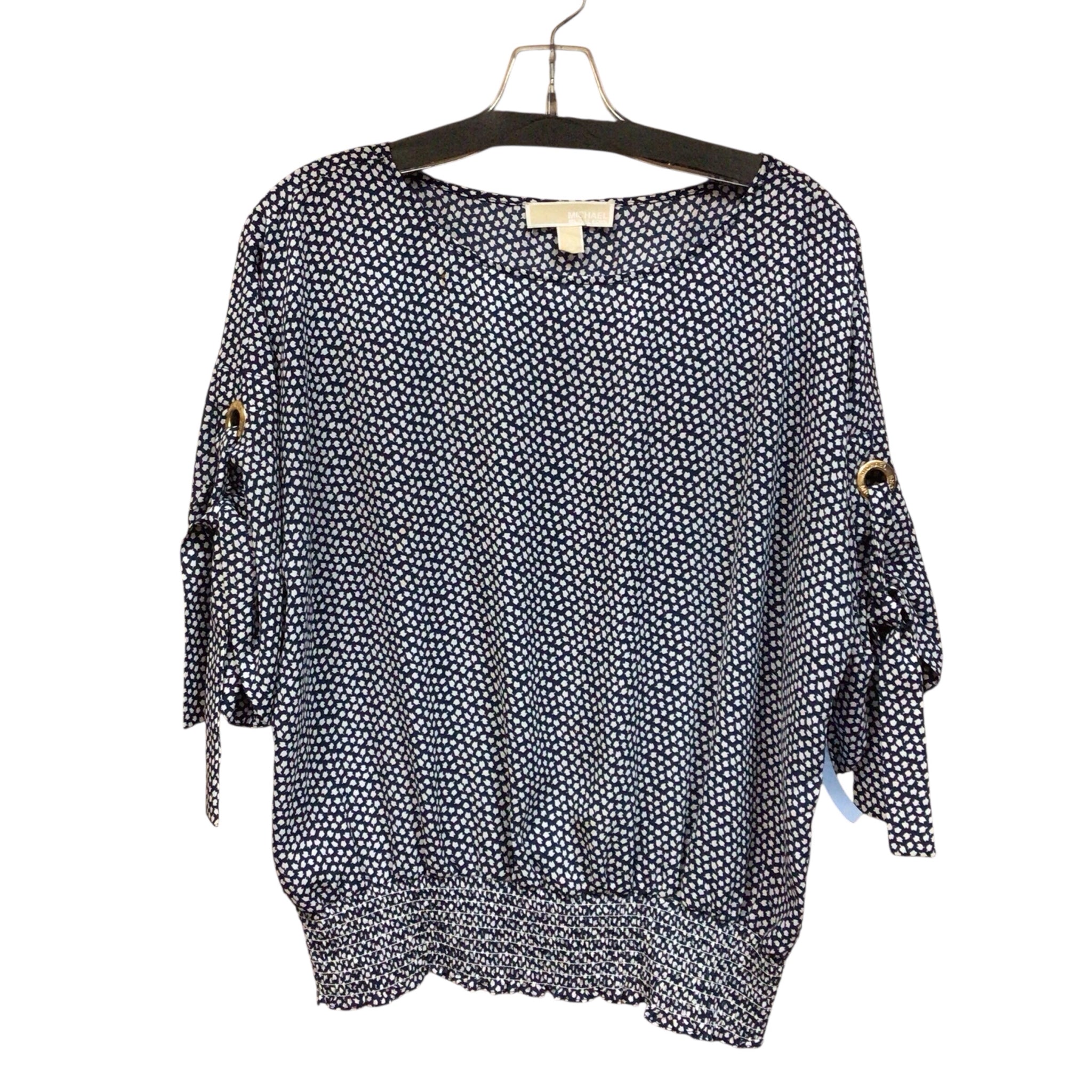 Michael Kors Navy & White 3/4 Sleeve Top Size Large