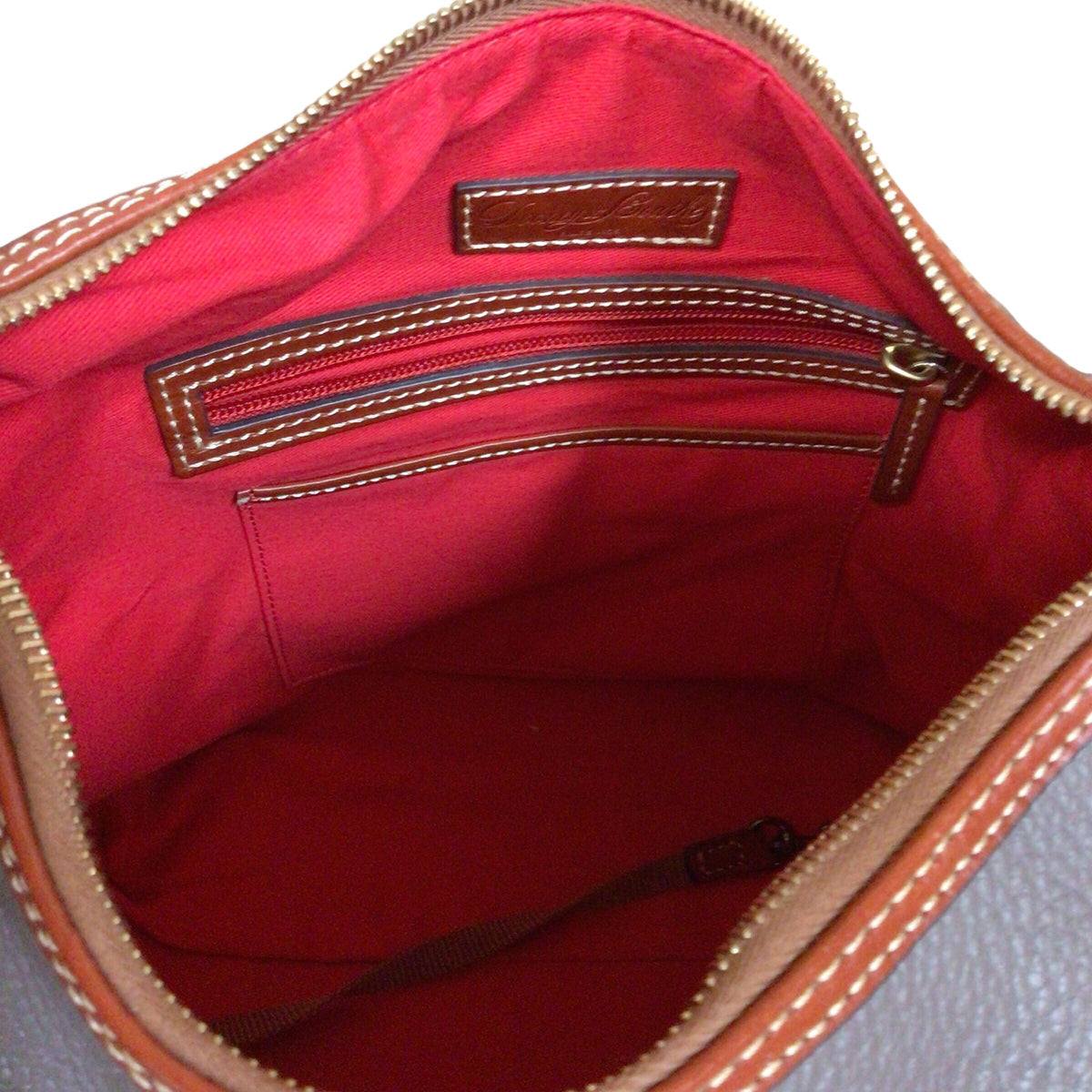 Dooney & Bourke Taupe Pebbled Leather "Paige" Hobo Shoulder Bag