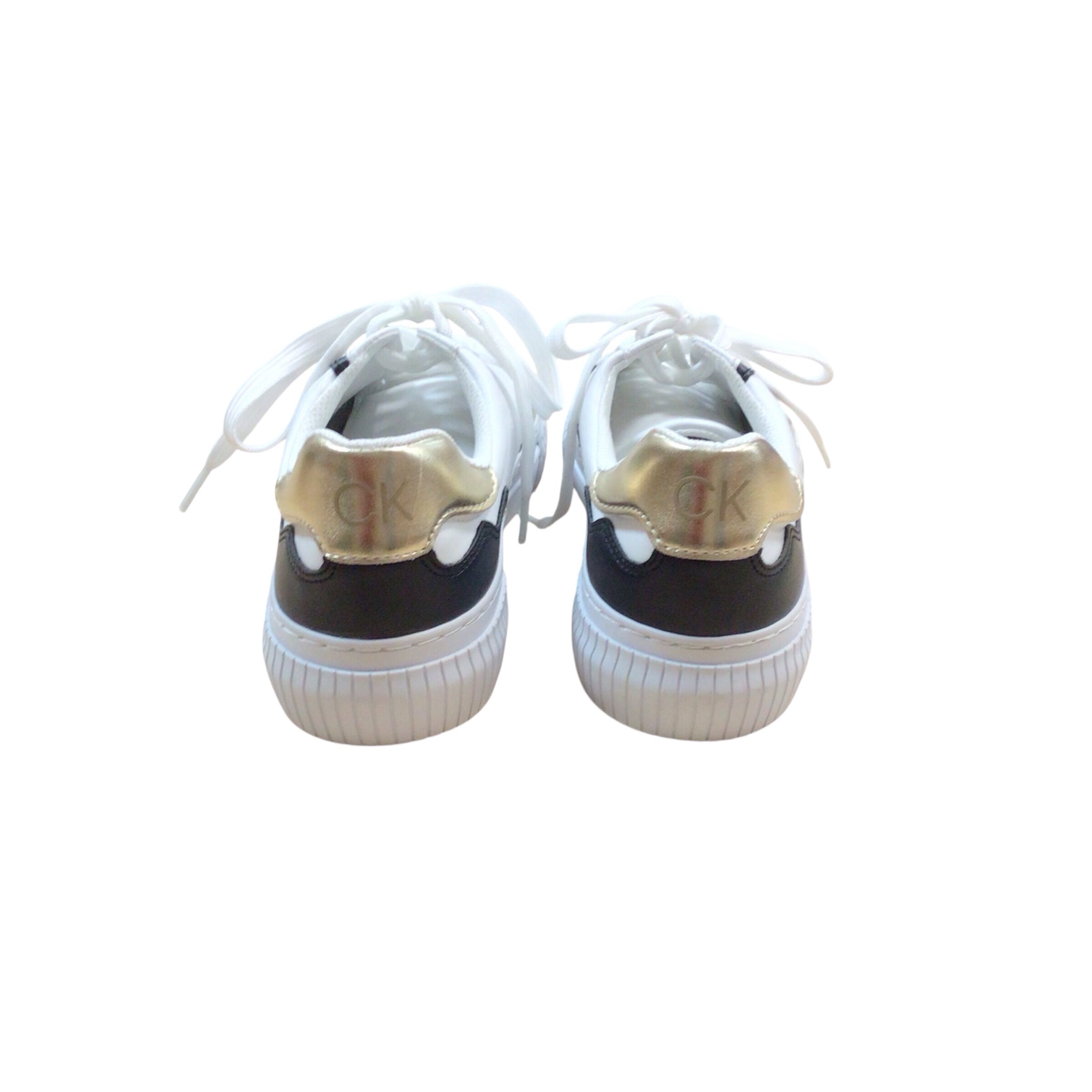 Calvin Klein "KCGabbin" Black White & Gold Sneakers Size 7