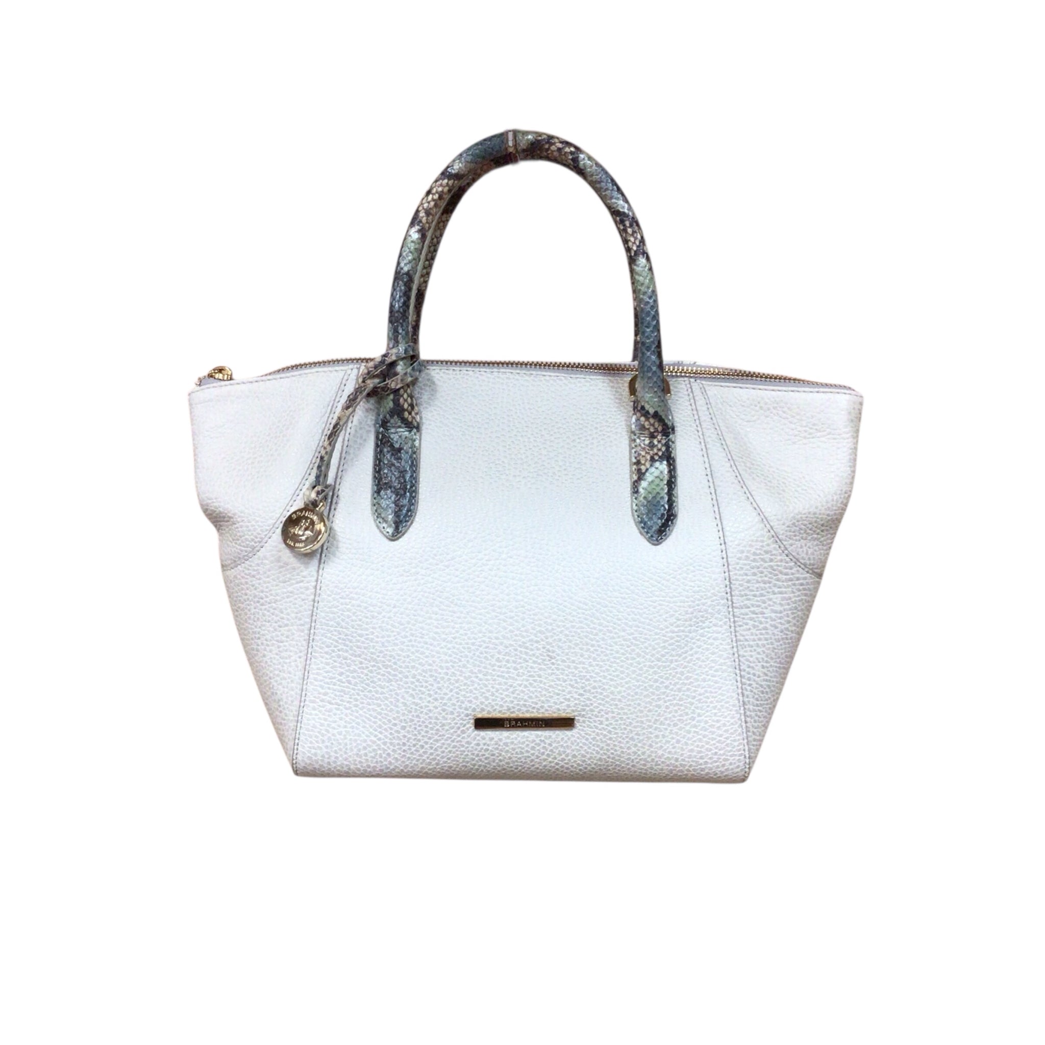 Brahmin Mini Camila Newbury Off White Leather Satchel Crossbody Bag