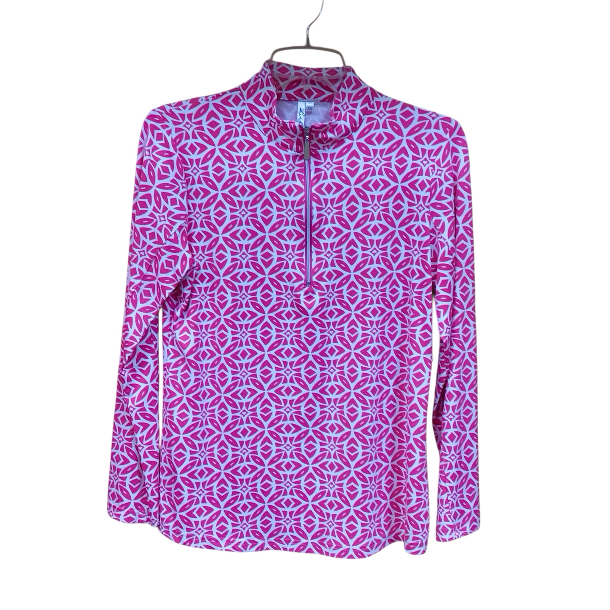 Lulu B Pink & White Zip Up Long Sleeve Top Size XS