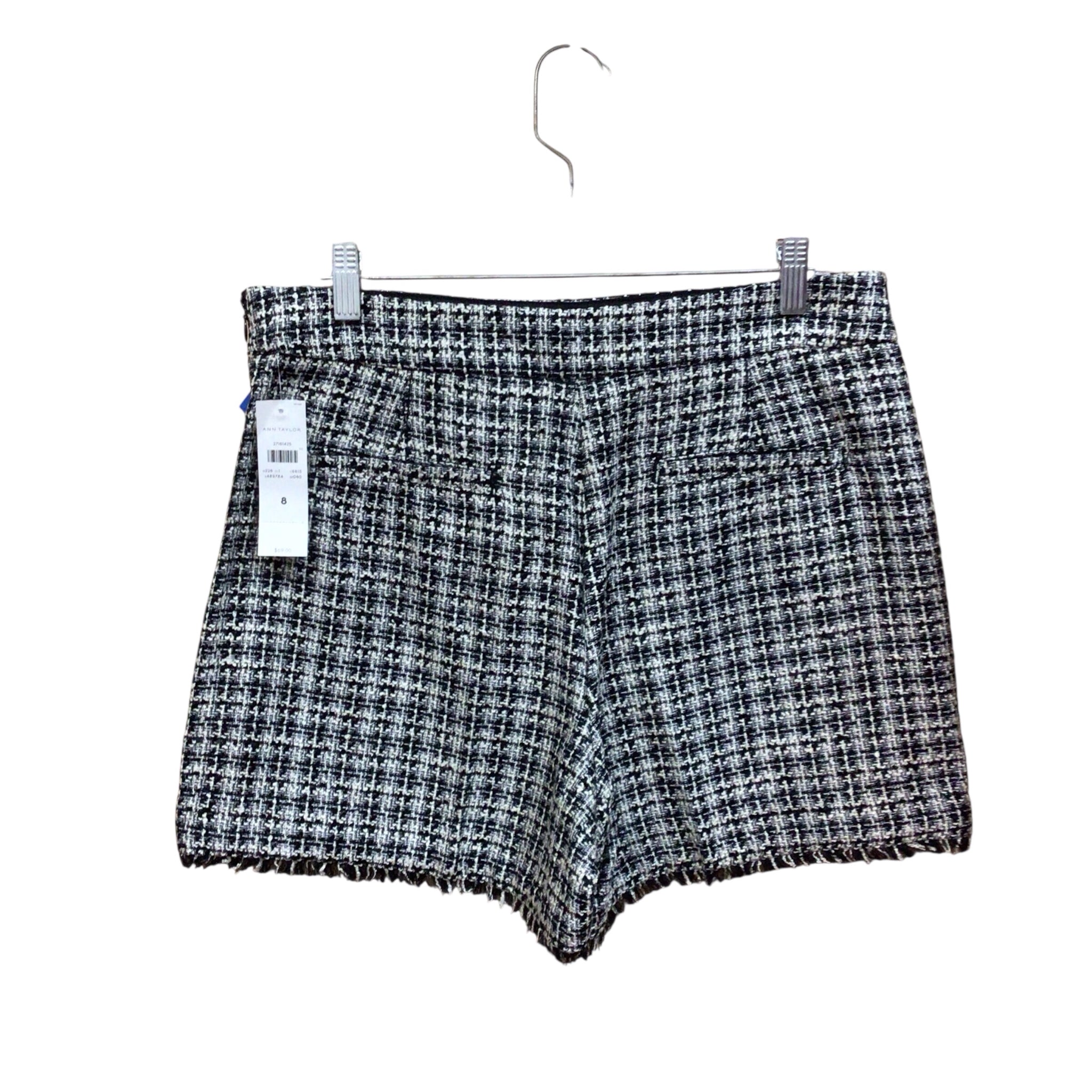 Ann Taylor Black & White Plaid Dress Shorts Size 8 NWT