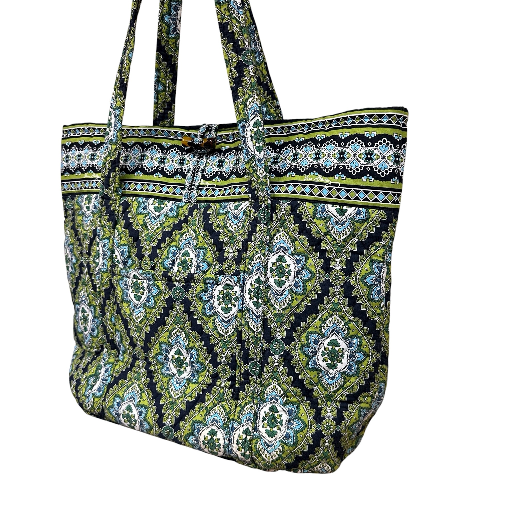 Vera Bradley Green & Navy Tote Bag