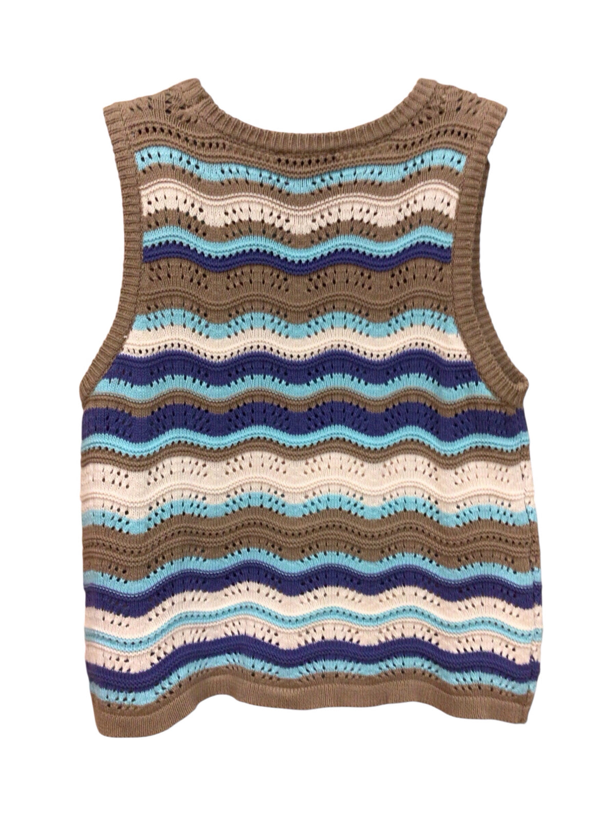Democracy Brown & Blue Striped Sweater Vest Size Medium