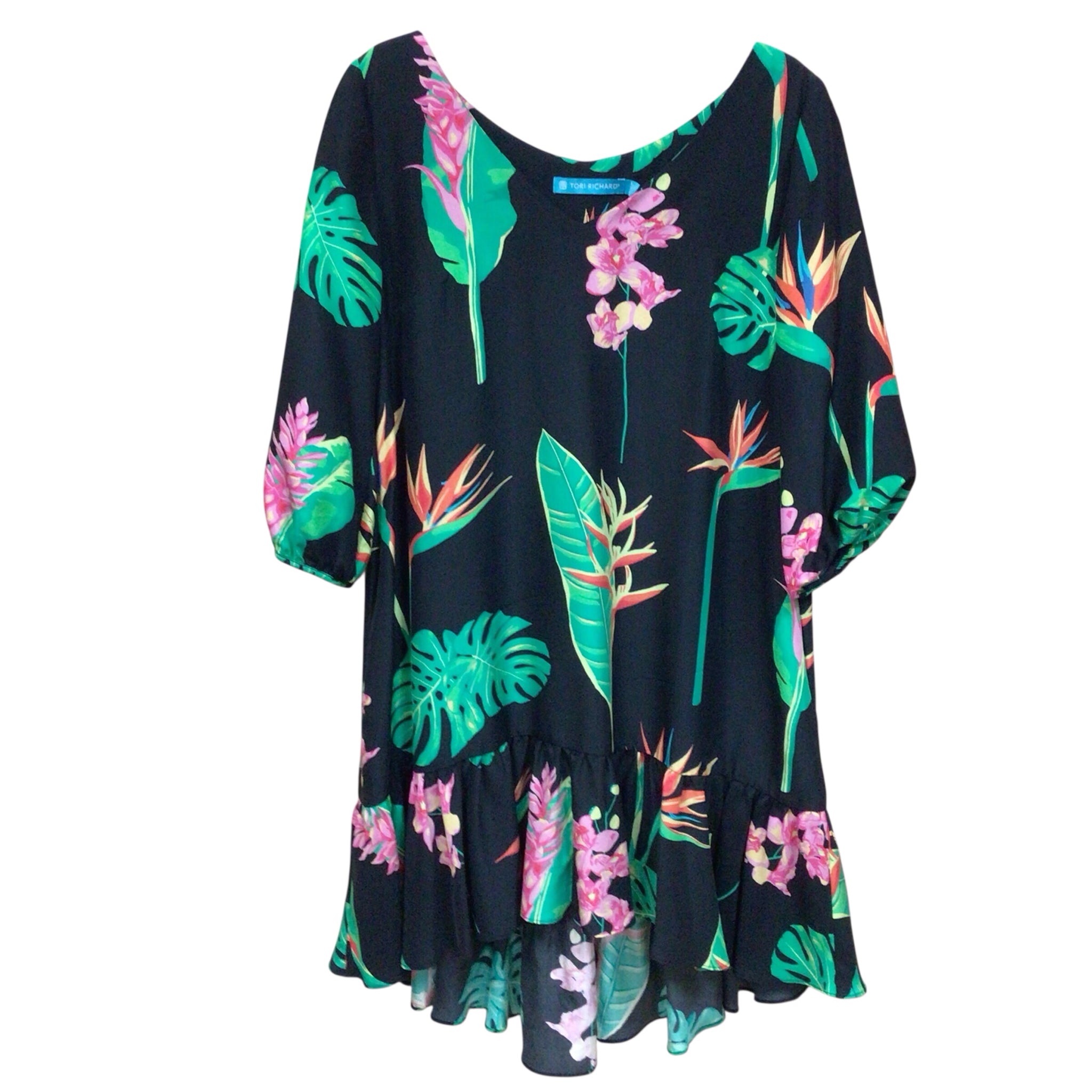 Tori Richard 100% Silk 3/4 Sleeve Dress Size 00