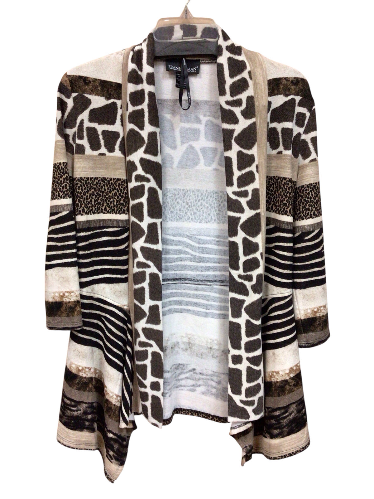 Frank Lyman Animal Print 3/4 Sleeve Cardigan Size Medium