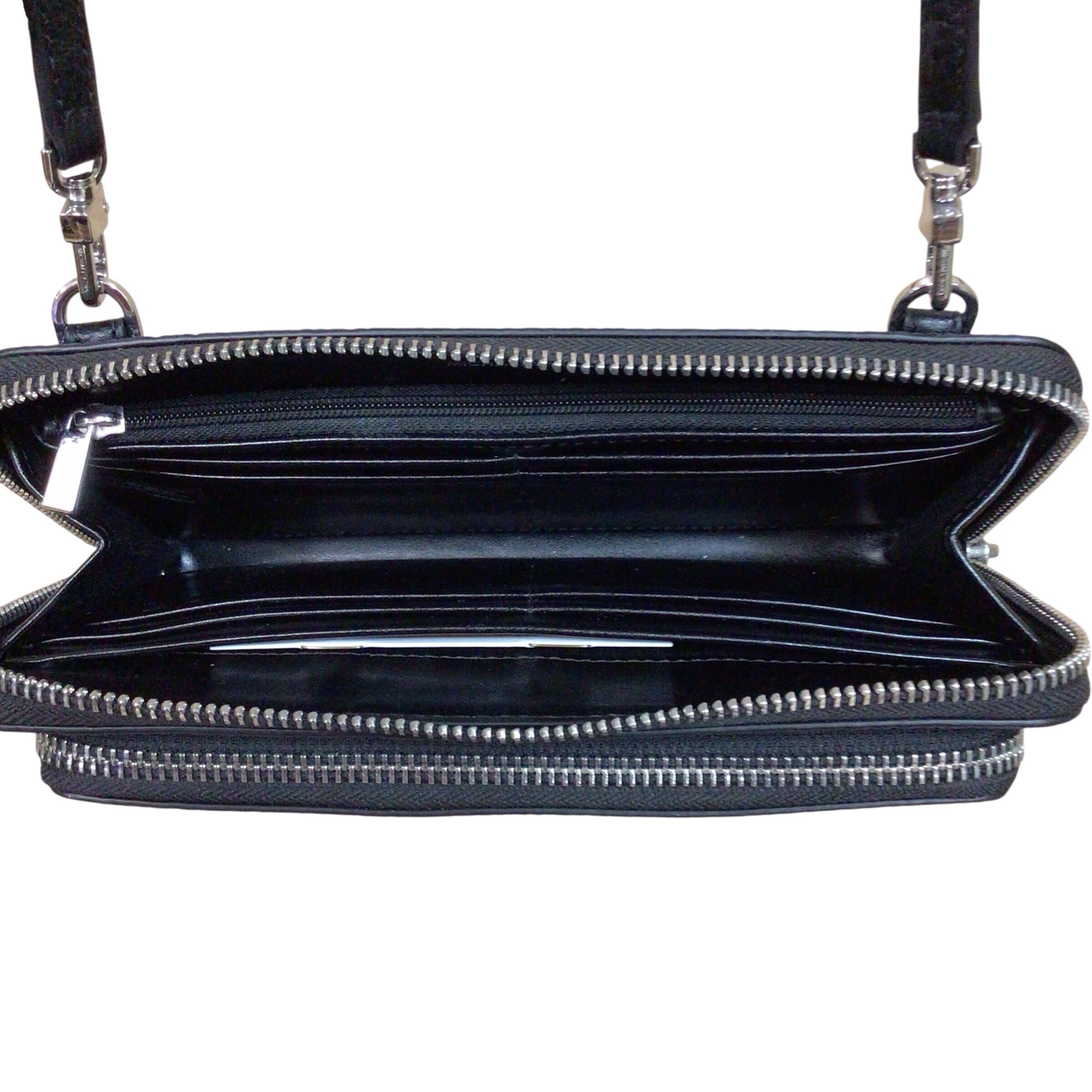 Michael Kors Black Pebbled Leather Crossbody Wallet