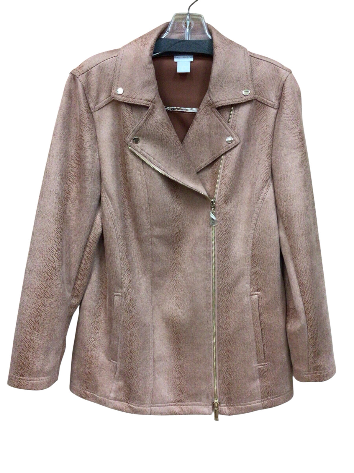Chico's Dusty Rose Faux-Suede Moto Jacket Size Medium