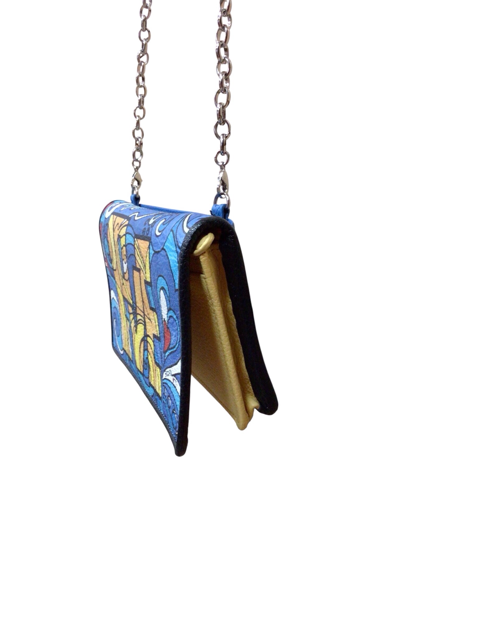 Brighton "Love Groove" Blue & Yellow Slim Wallet Crossbody Bag