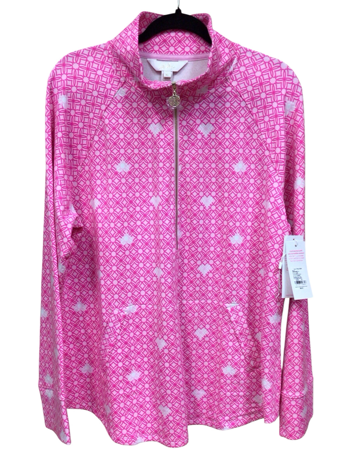Lilly Pulitzer "Skipper Popover" UPF 50+ "Fluttering Hearts Top Size XL NWT
