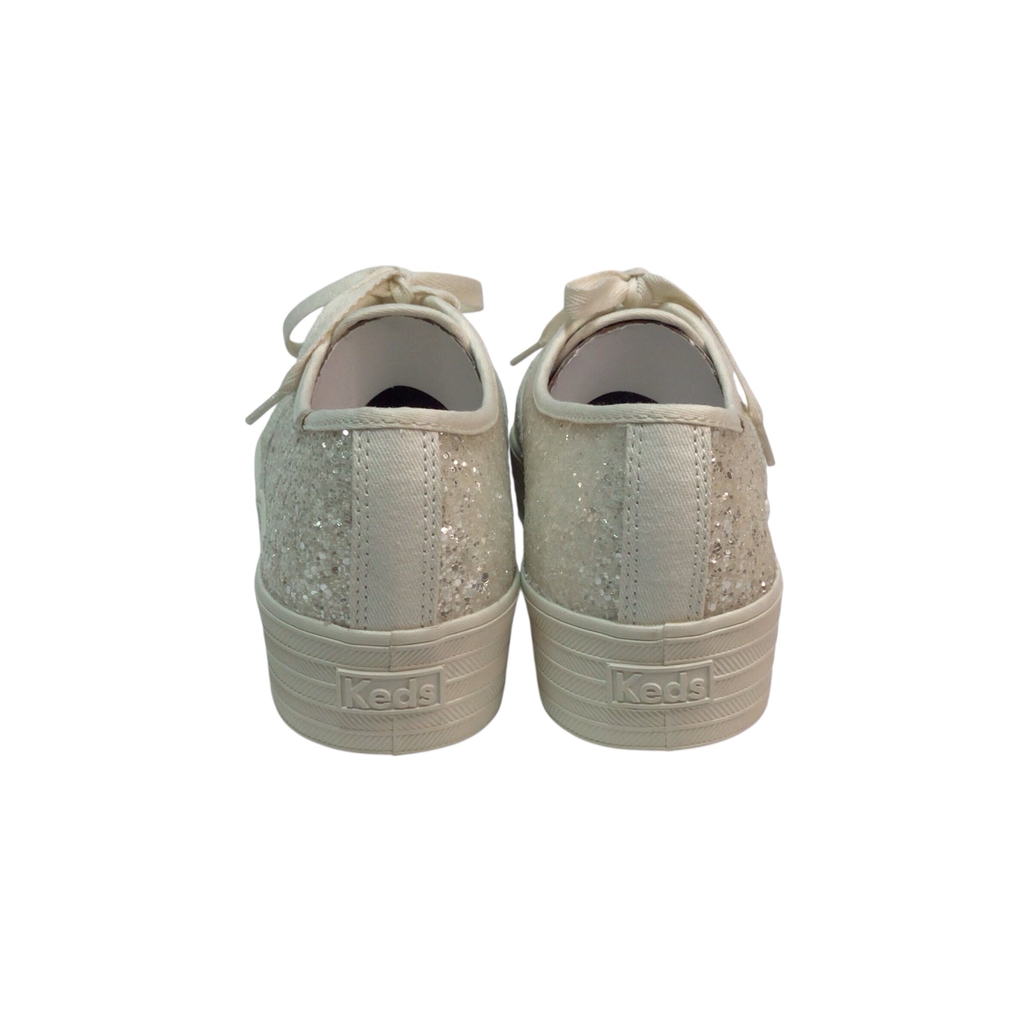 Keds Point Glitter Celebrations Cream Lace Up Sneakers Size 8.5