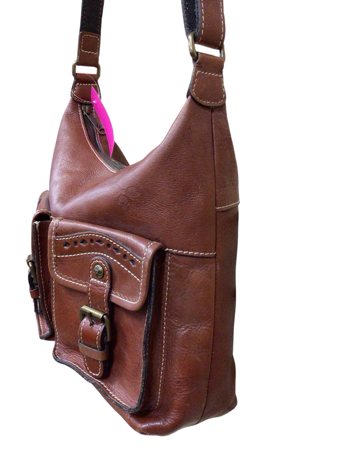 Patricia Nash Large Brown Italian Distressed Leather Crossbody Bag