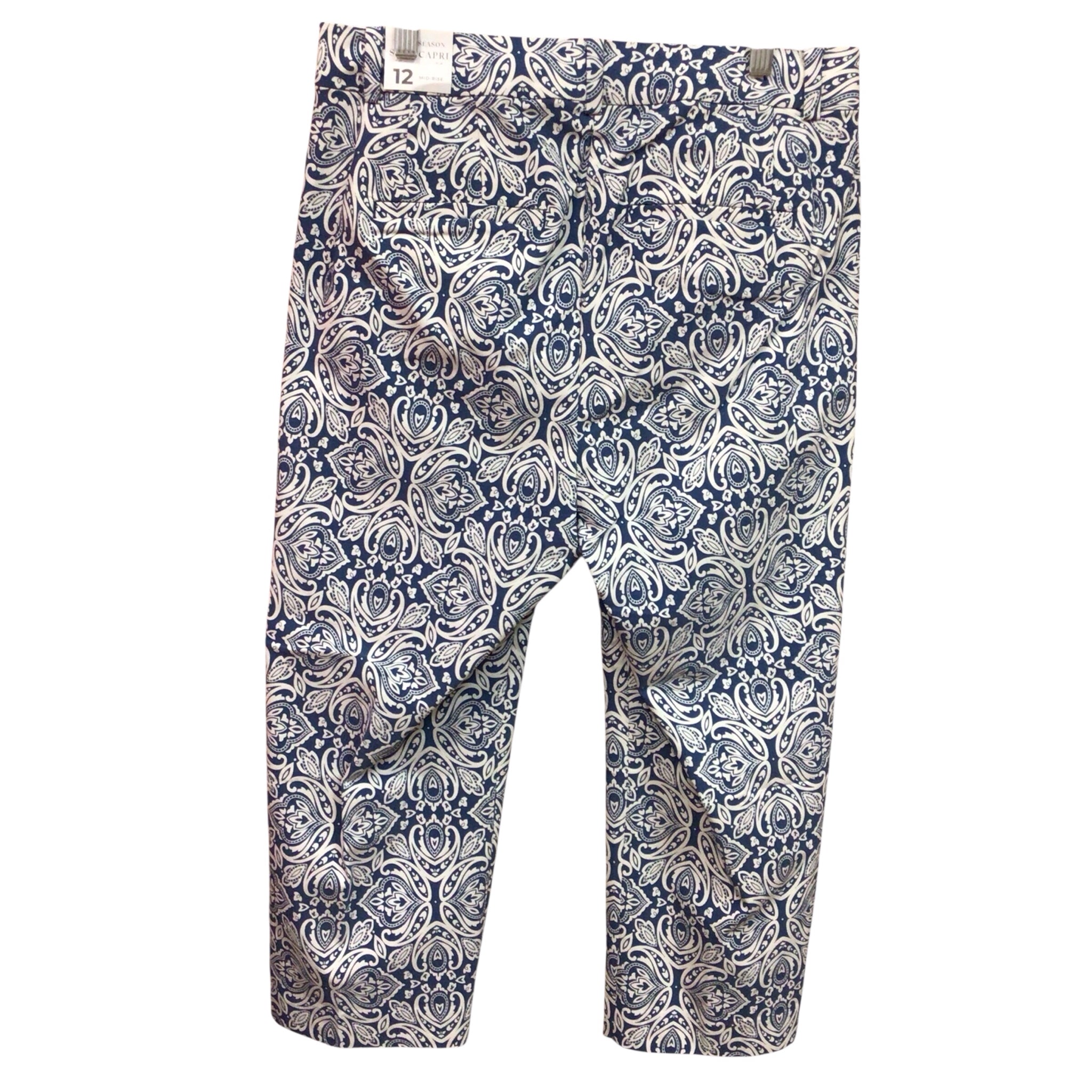 Lane Bryant Blue & White Capri Pants Size 12 NWT