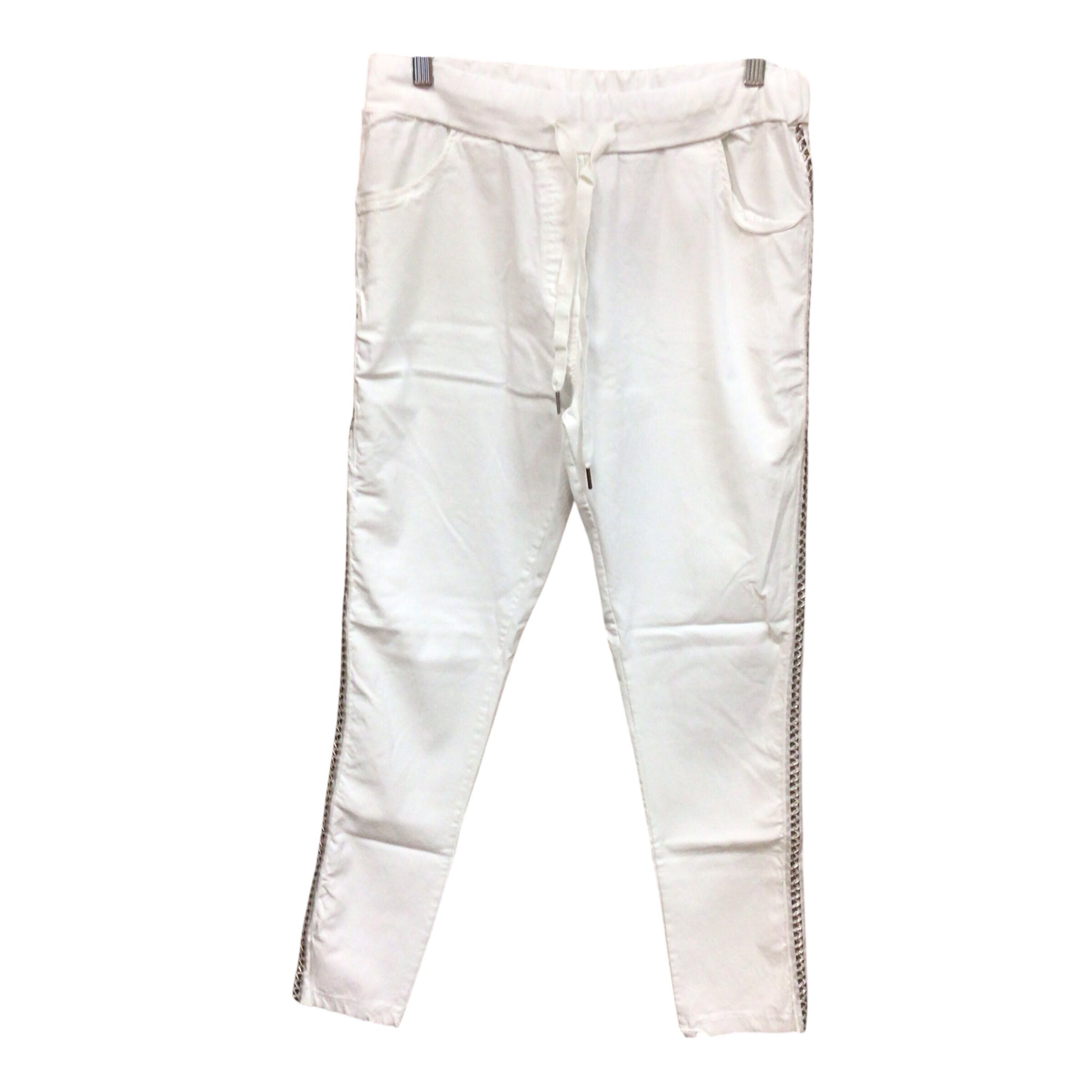 Made in Italy White Embellished Pants Size Small