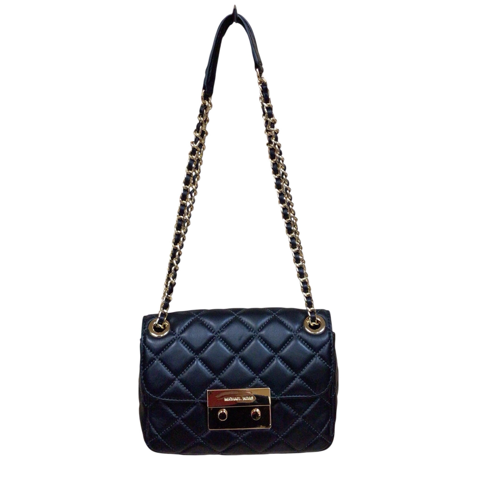 Michael Kors "Sloan" Small Quilted Black Leather Shoulder Bag