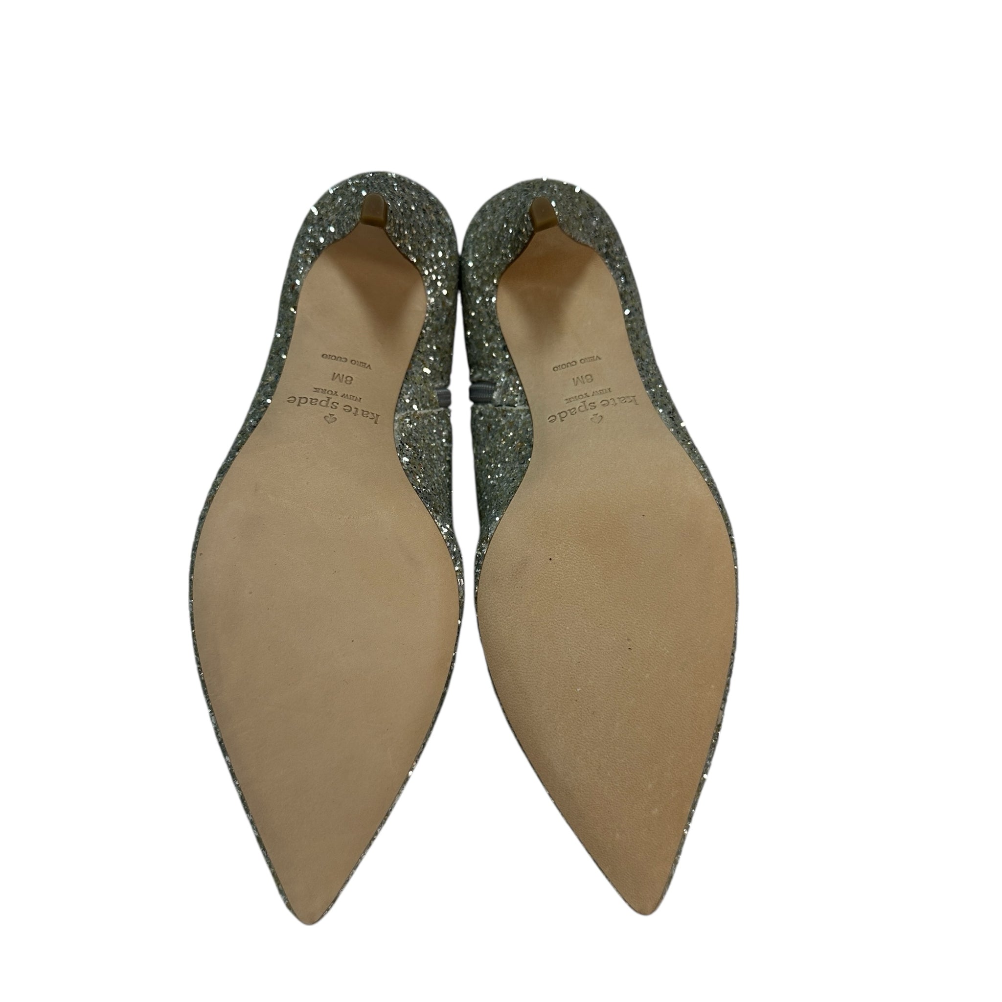 Kate Spade Women's Stan Kitten Heel Glitter Booties Silver Size 8 M