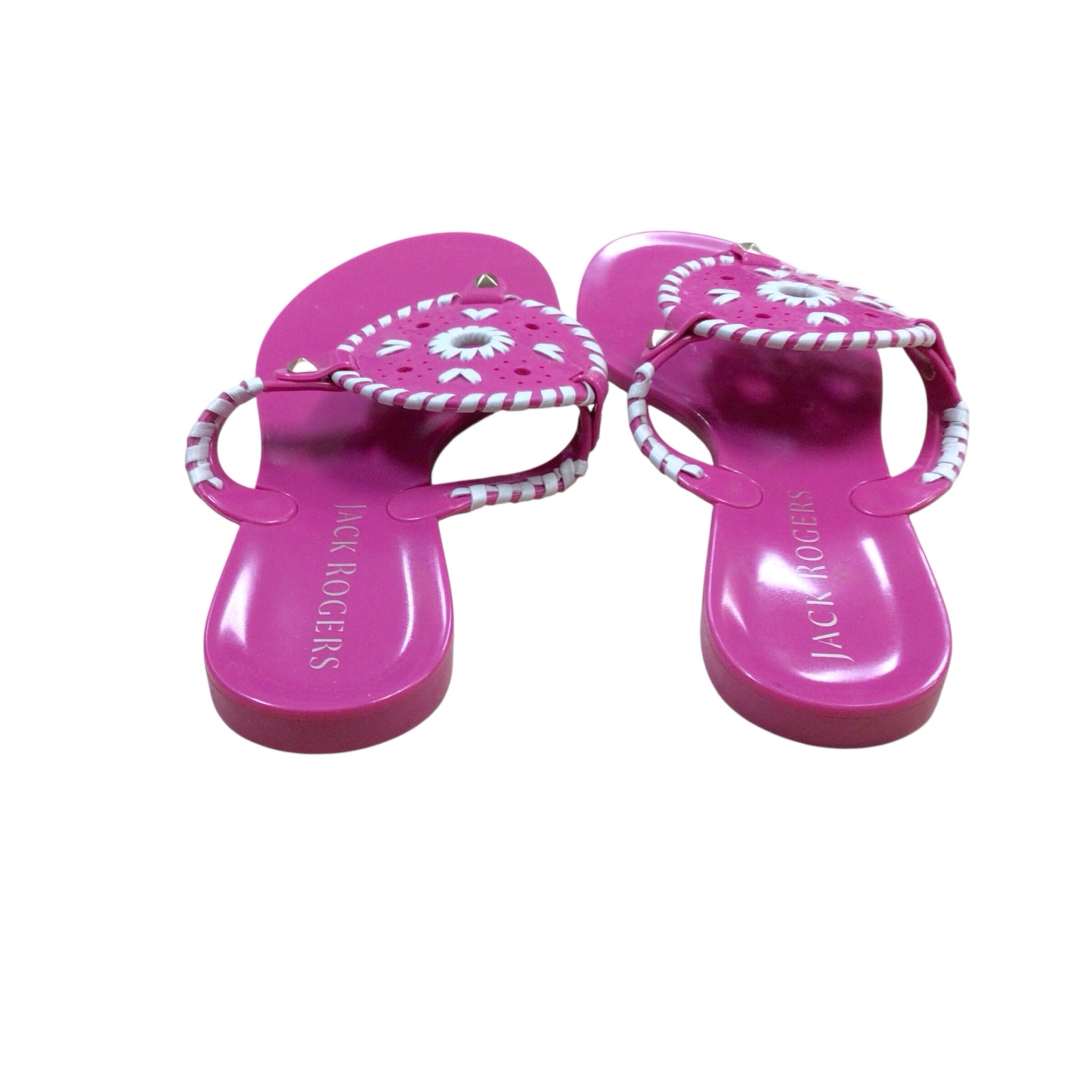 Jack Rogers Georgica Jelly Pink & White Sandals Size 8