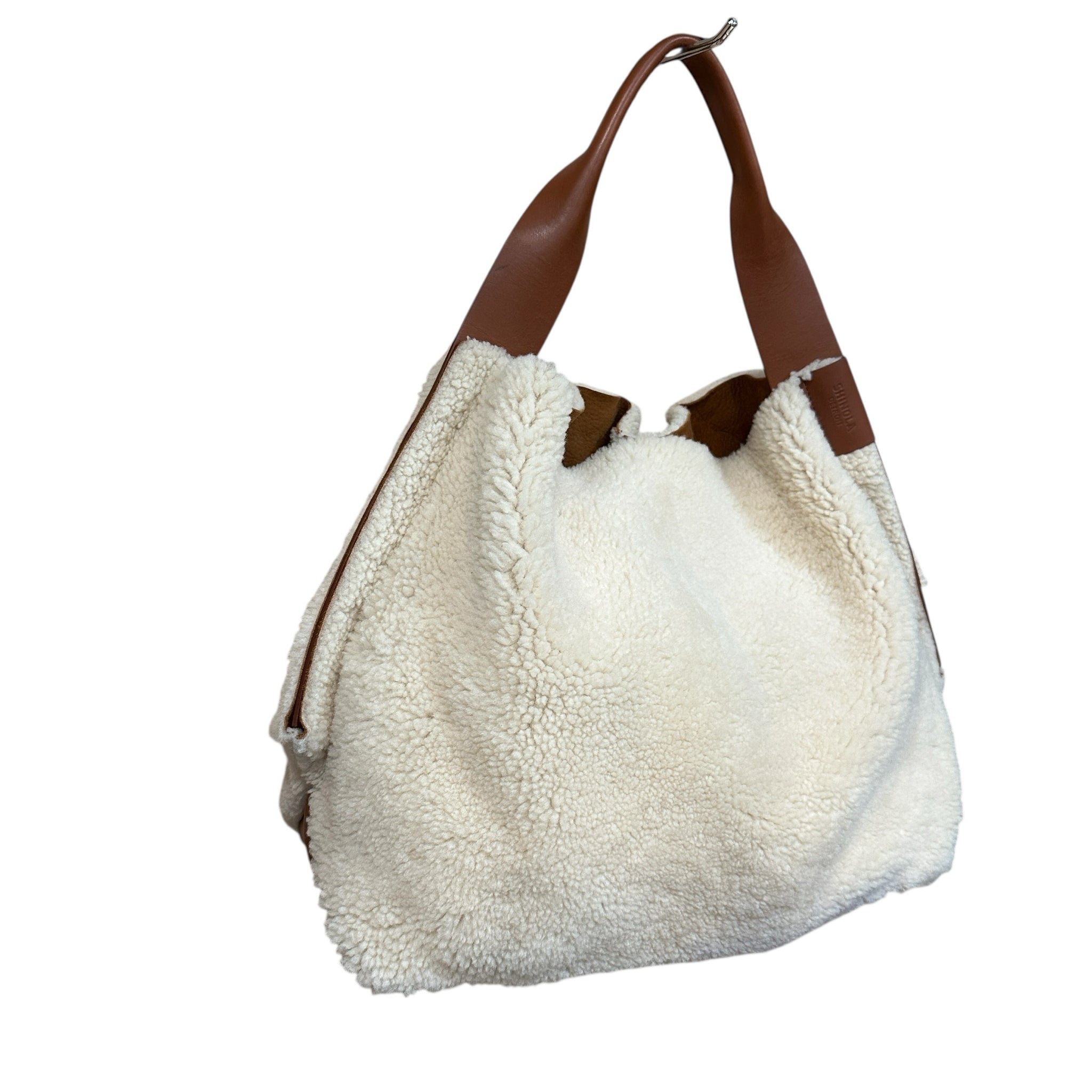 Shinola "The Runwell" Shearling Oat & Tan Shoulder Bag