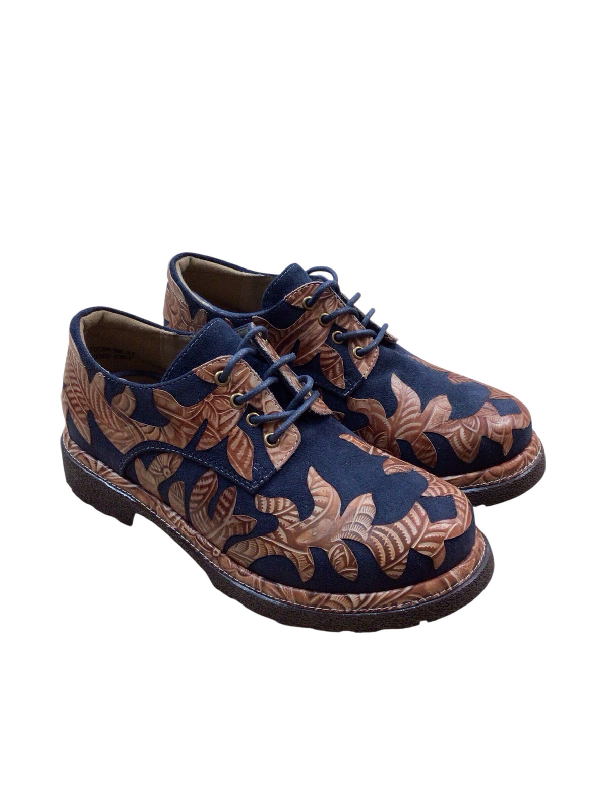 L'Artiste "Jigsaw" Navy & Brown Lace Up Oxford Shoes Size 7