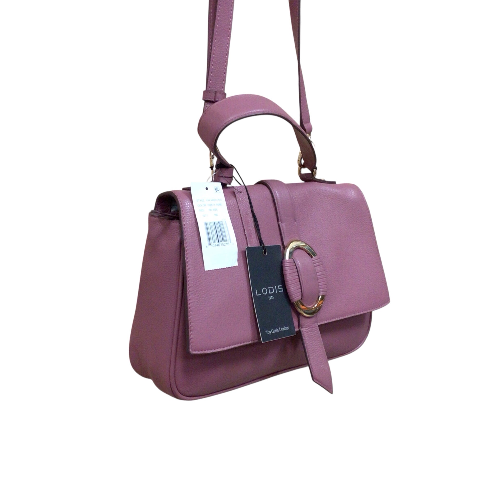 Lodis "Eva" Mauve Colored Leather Crossbody Saddle Bag