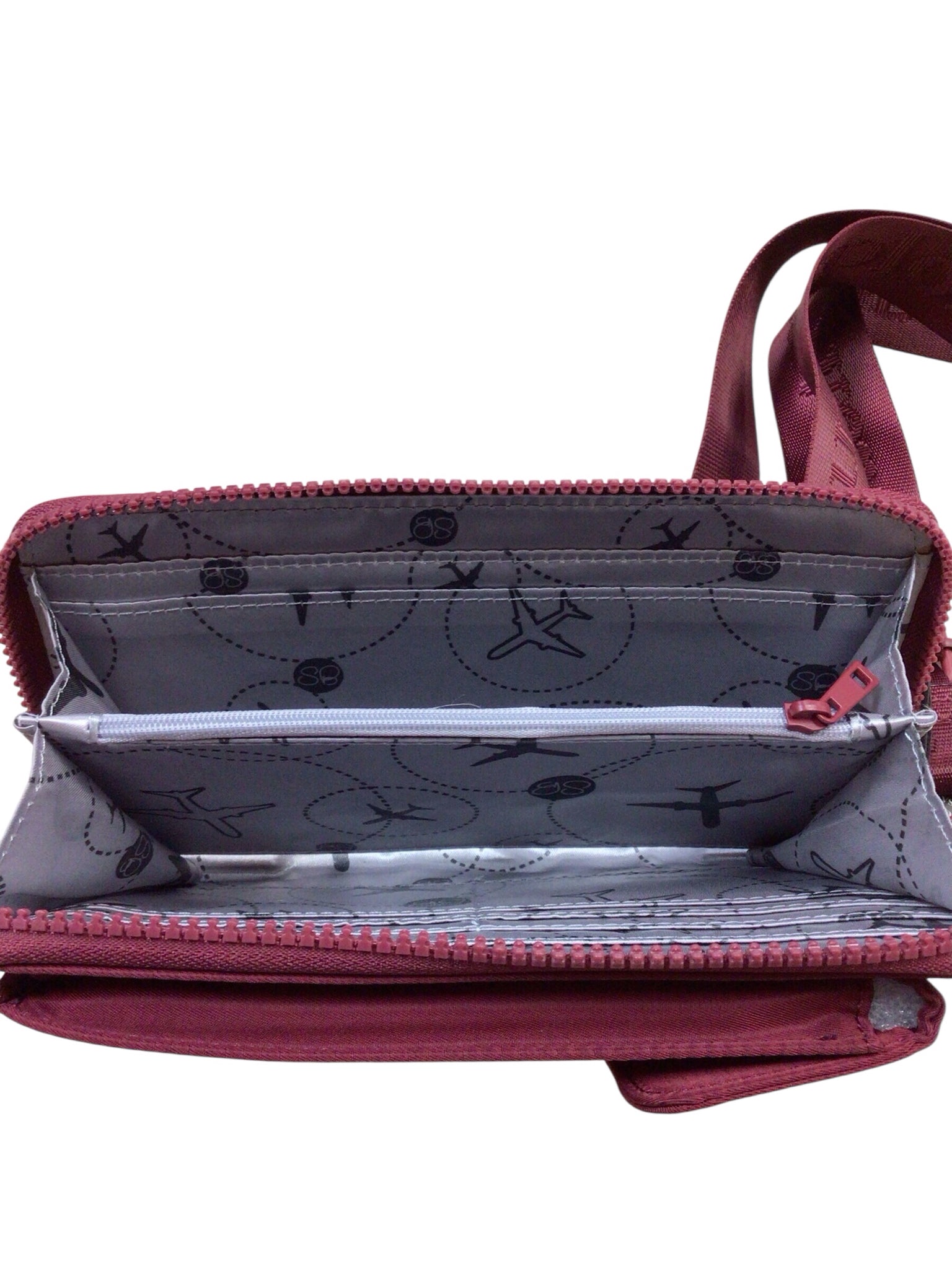 Samantha Brown "To-Go Phone" Burgundy Nylon Crossbody Bag
