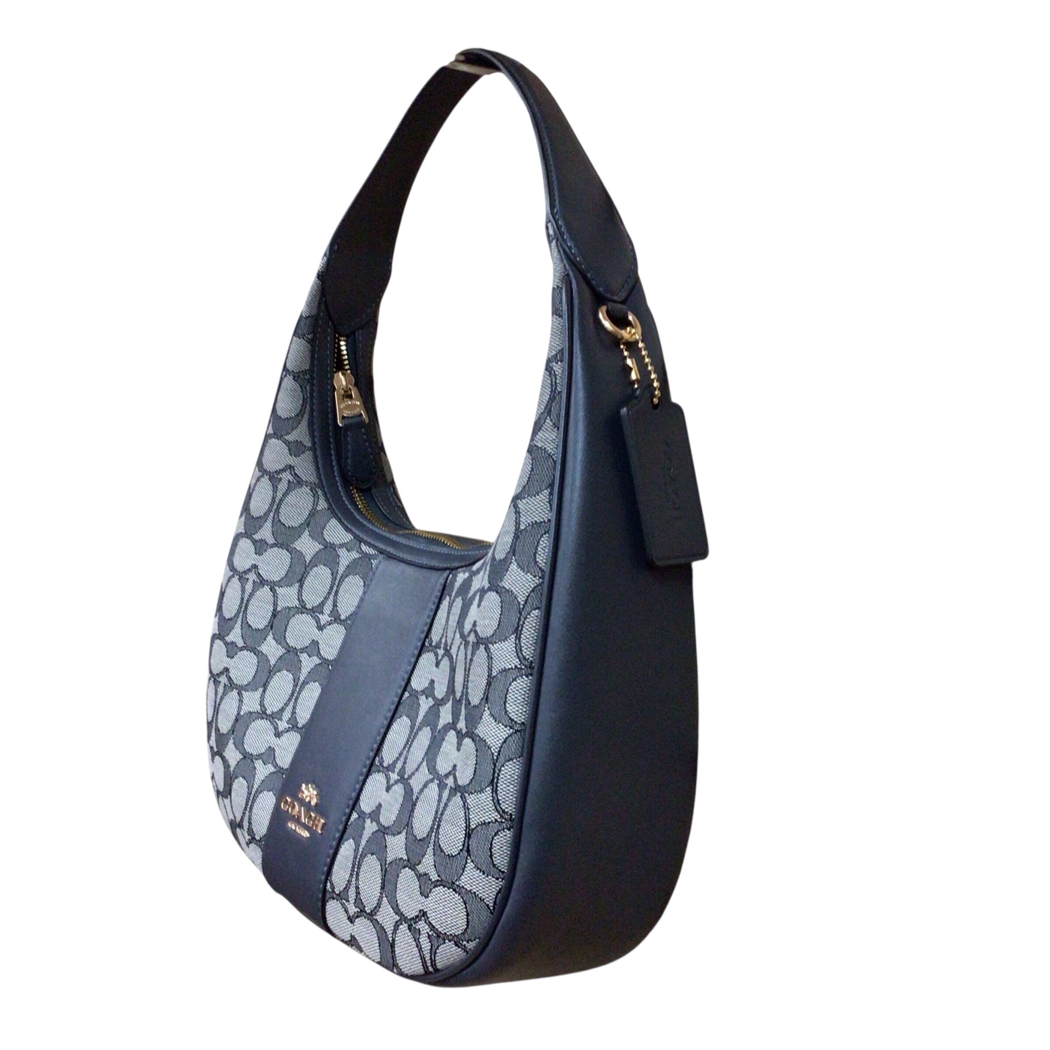 Coach "Carmen" CV001 Black Shoulder Bag In Signature Jacquard
