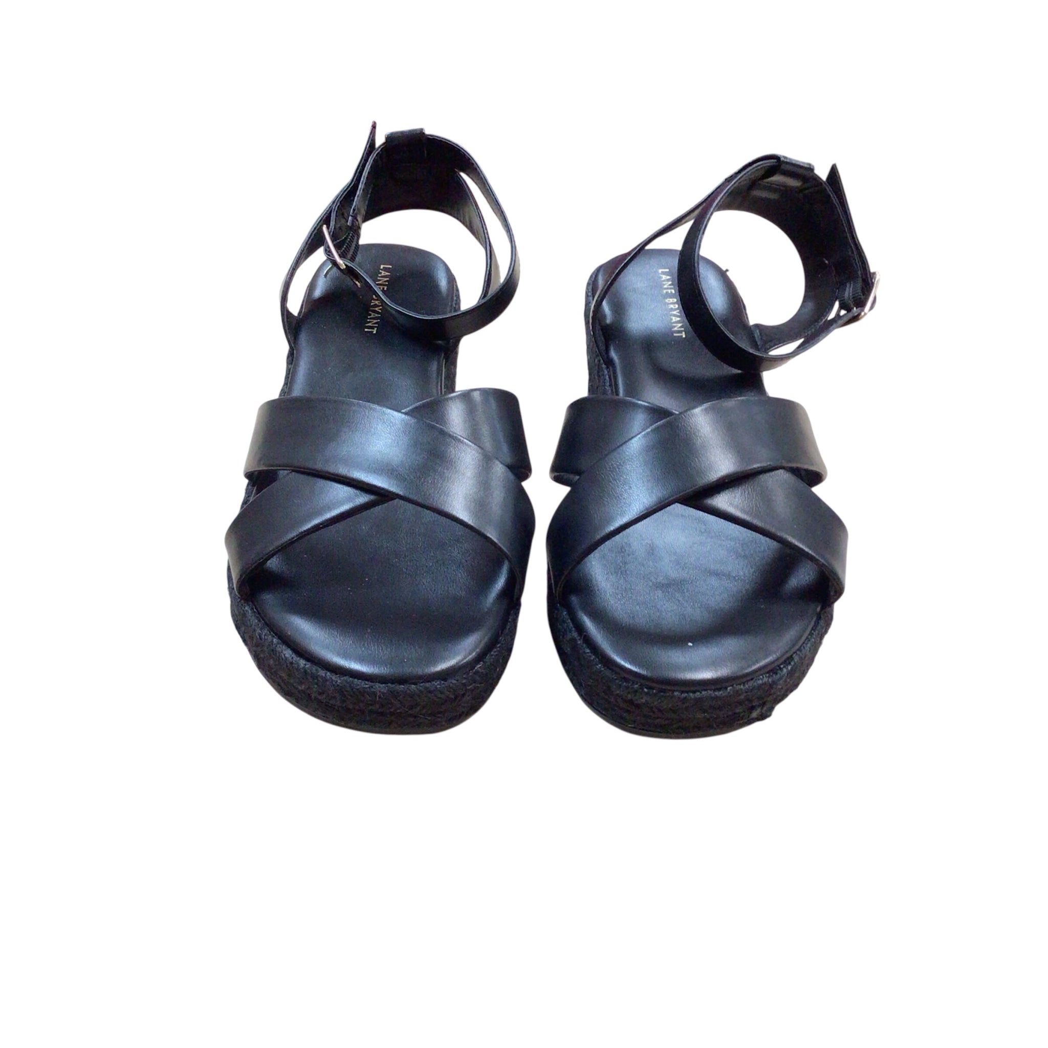 Lane Bryant Black Wedge Sandals Size 10W