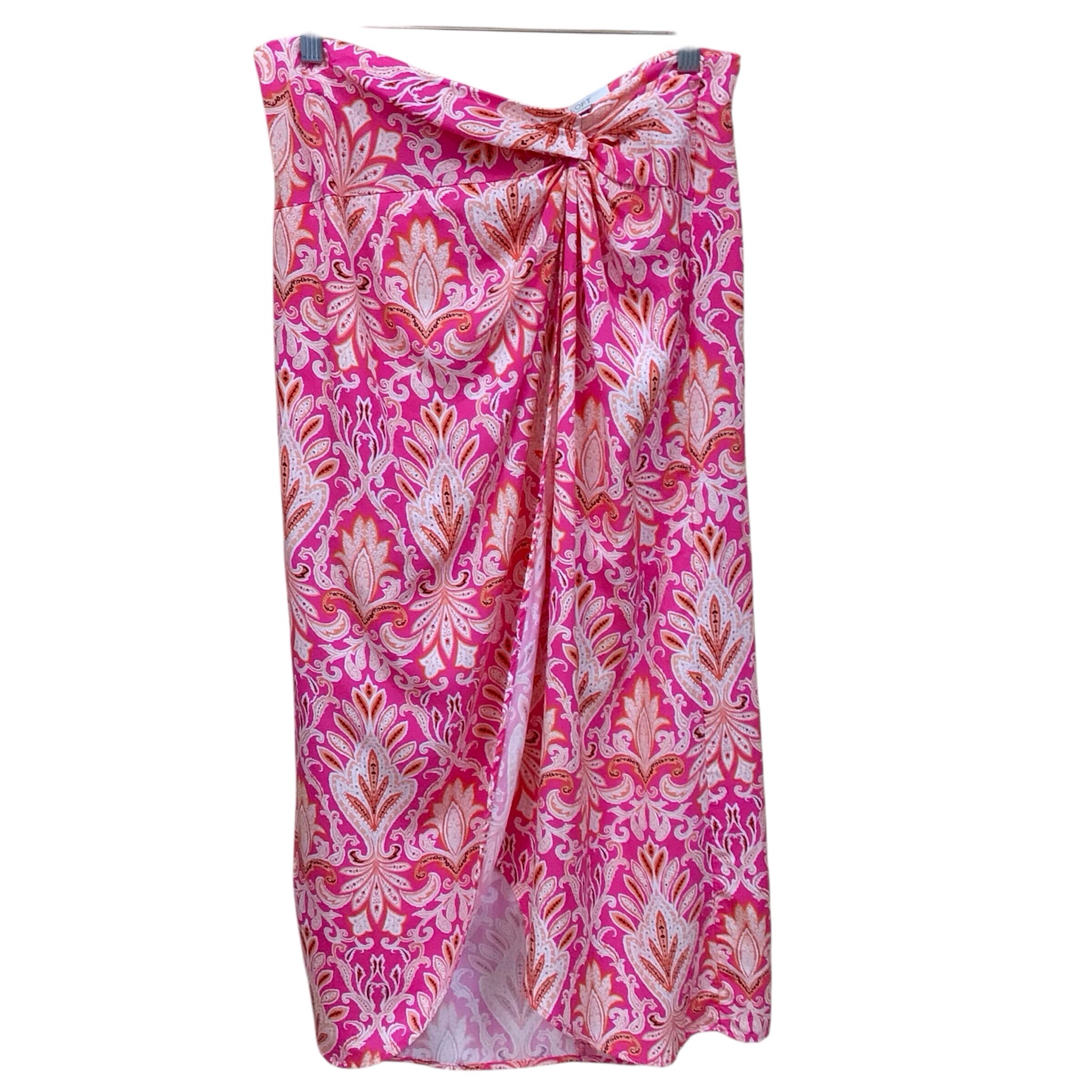 Loft Pink & Orange Paisley Long Skirt Size 12