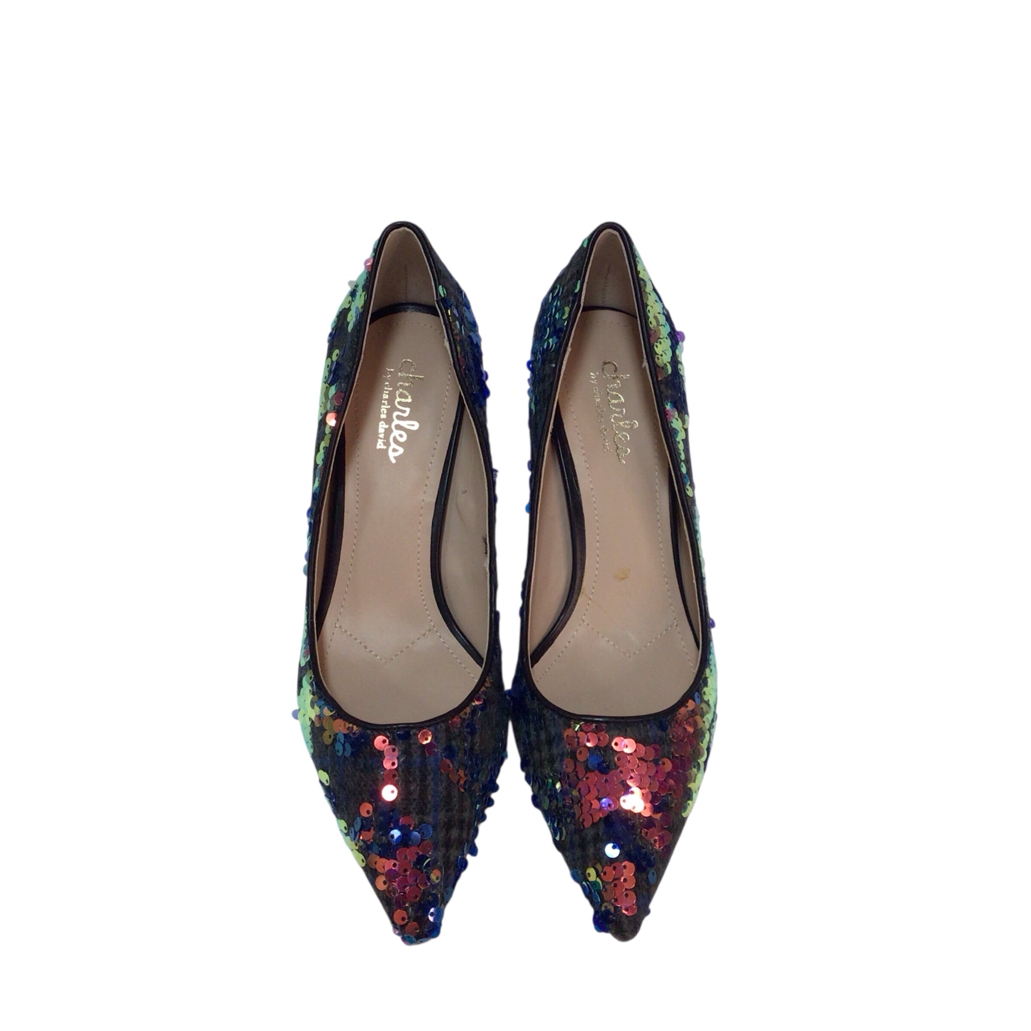 Charles David "Audrey" Blue Sequin Heels Size 7.5