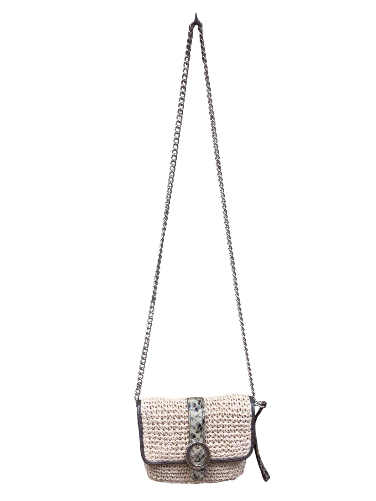 Brighton Mini Straw & Leather Wristlet Crossbody Bag