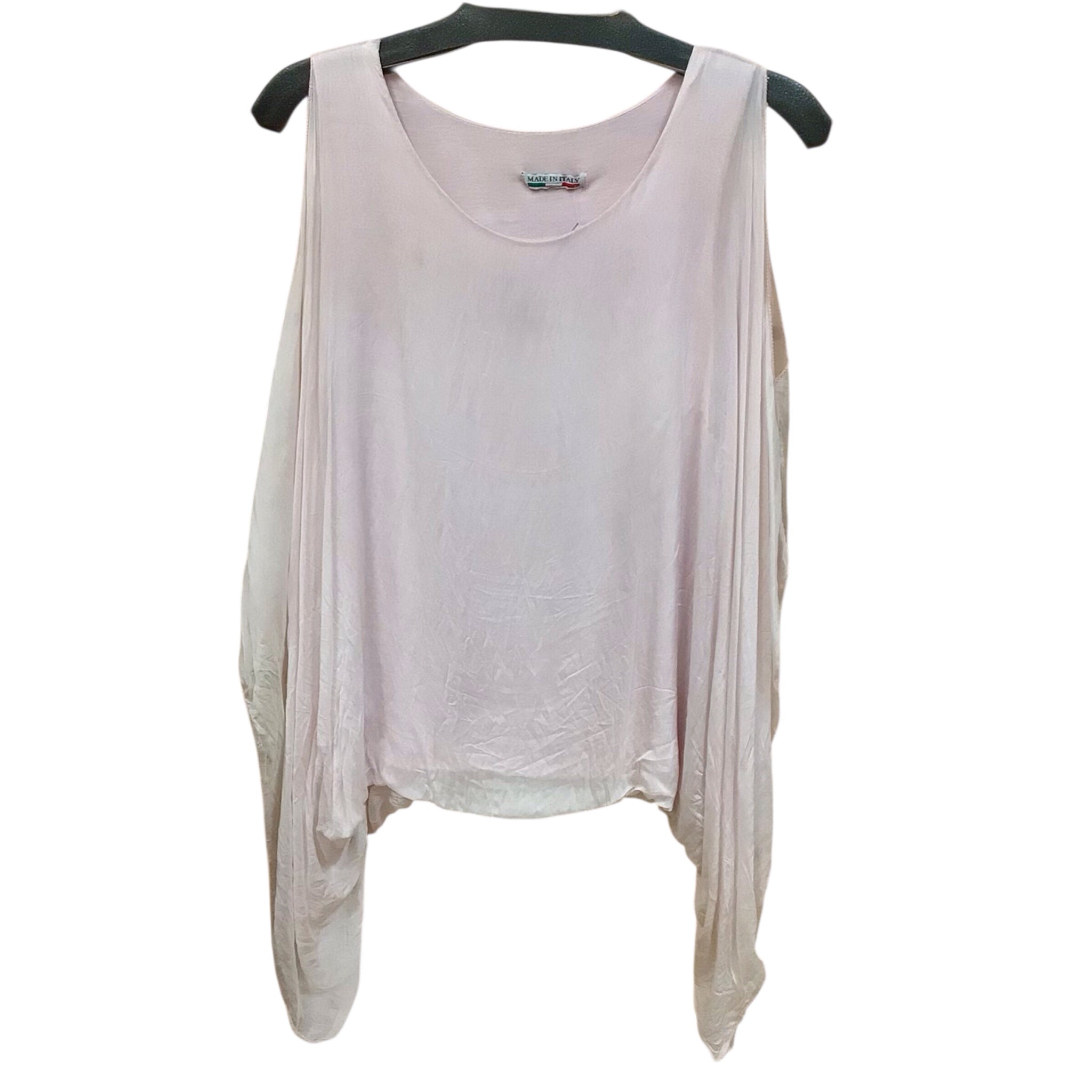 Made in Italy Pink Long Sleeve Cold Shoulder Top Size Medium