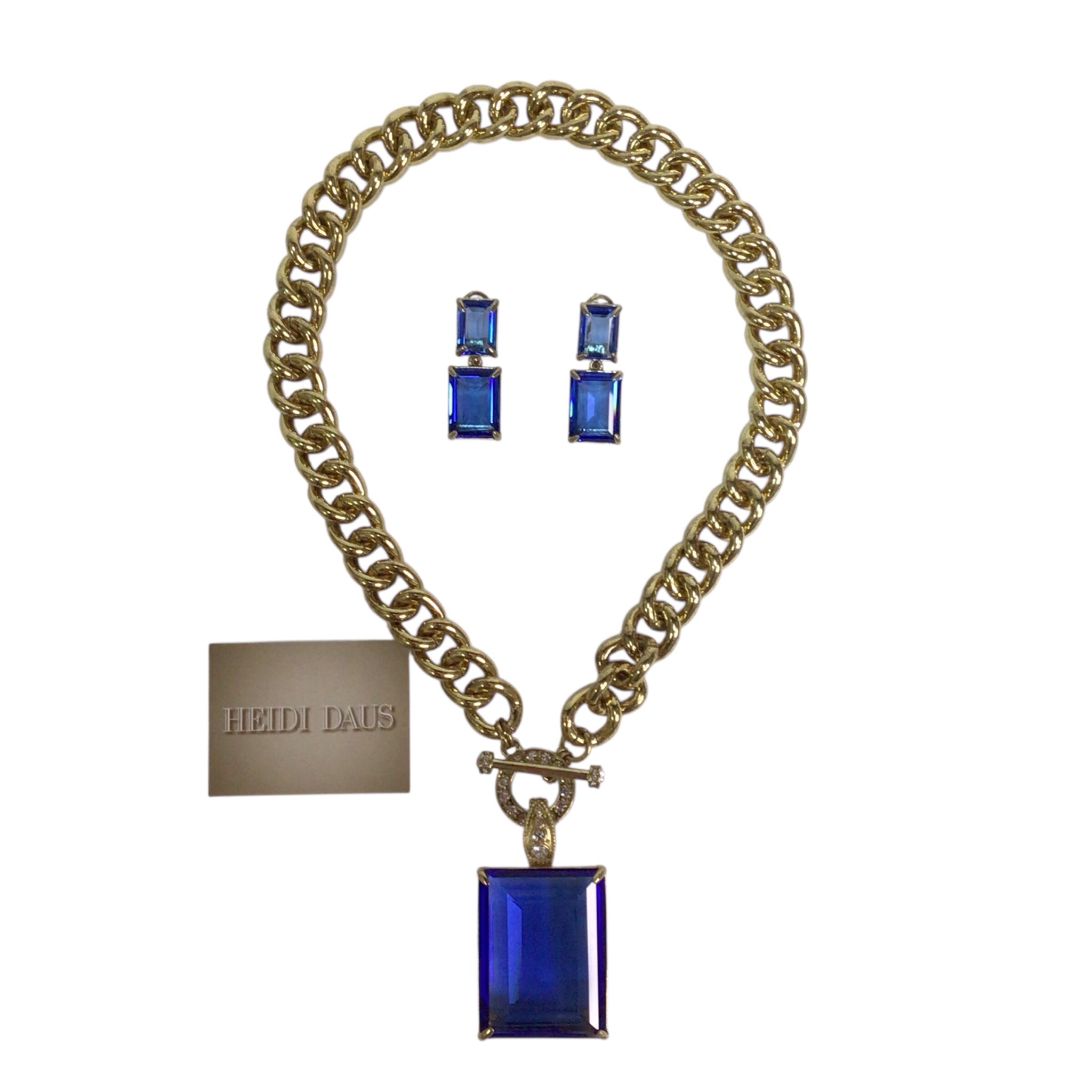 Heidi Daus Hot Rocks Chain Crystal Toggle Enhancer Necklace & Earrings Set