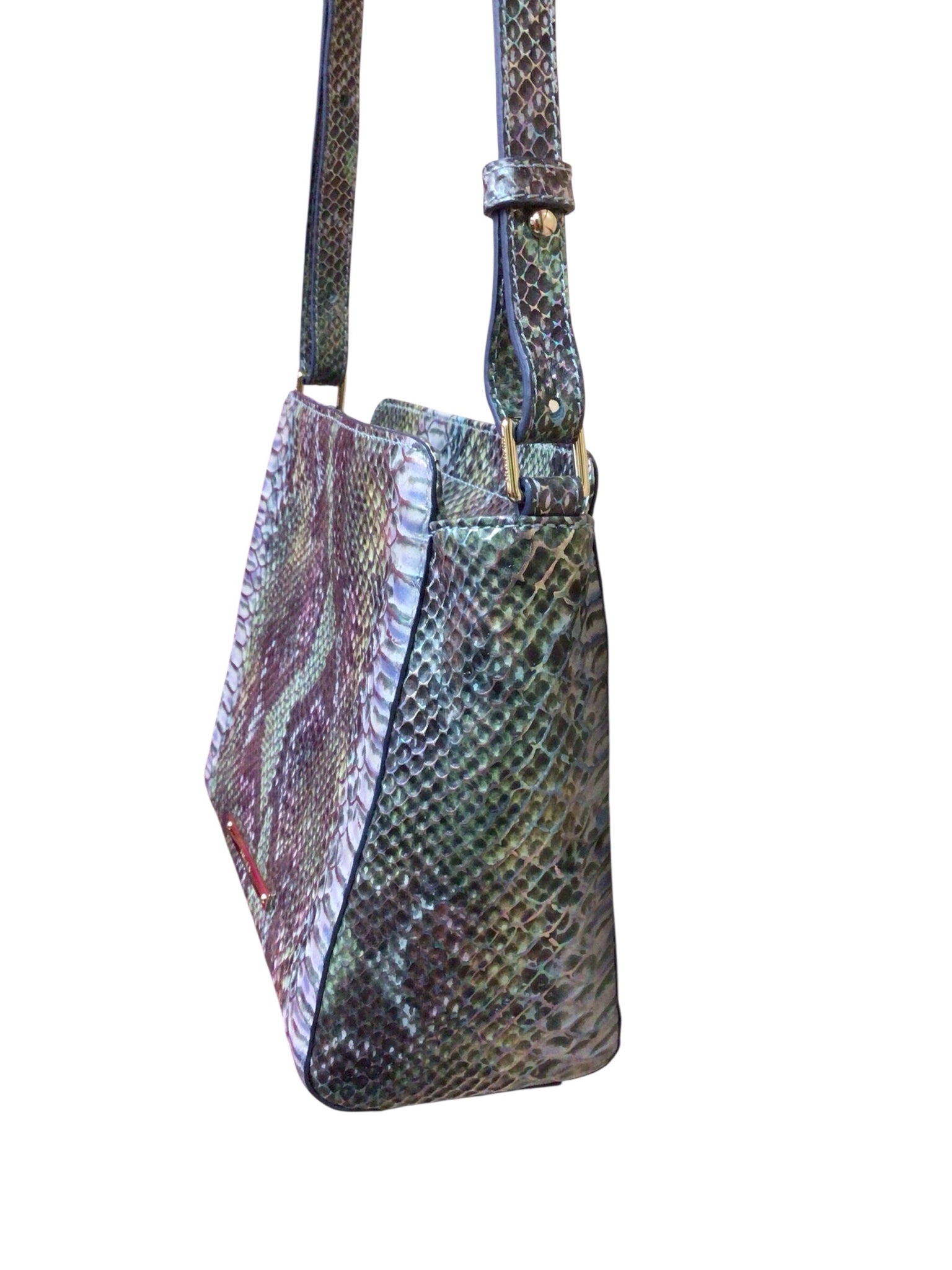 Brahmin "Carrie" Moonstone Seville Iridescent Snake Print Crossbody Bag
