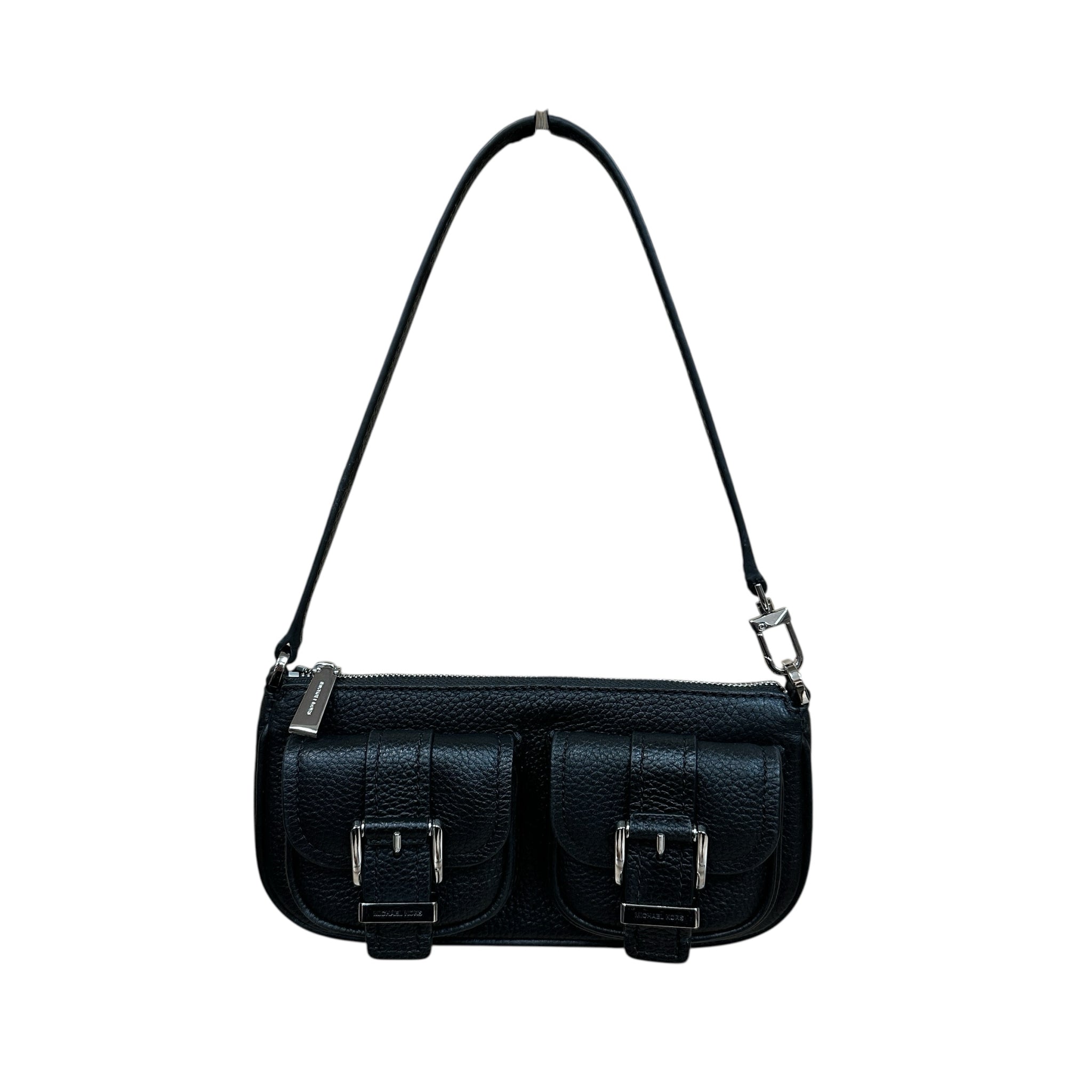 Michael Kors Zoe Small Pebbled Leather Black Pochette Handbag