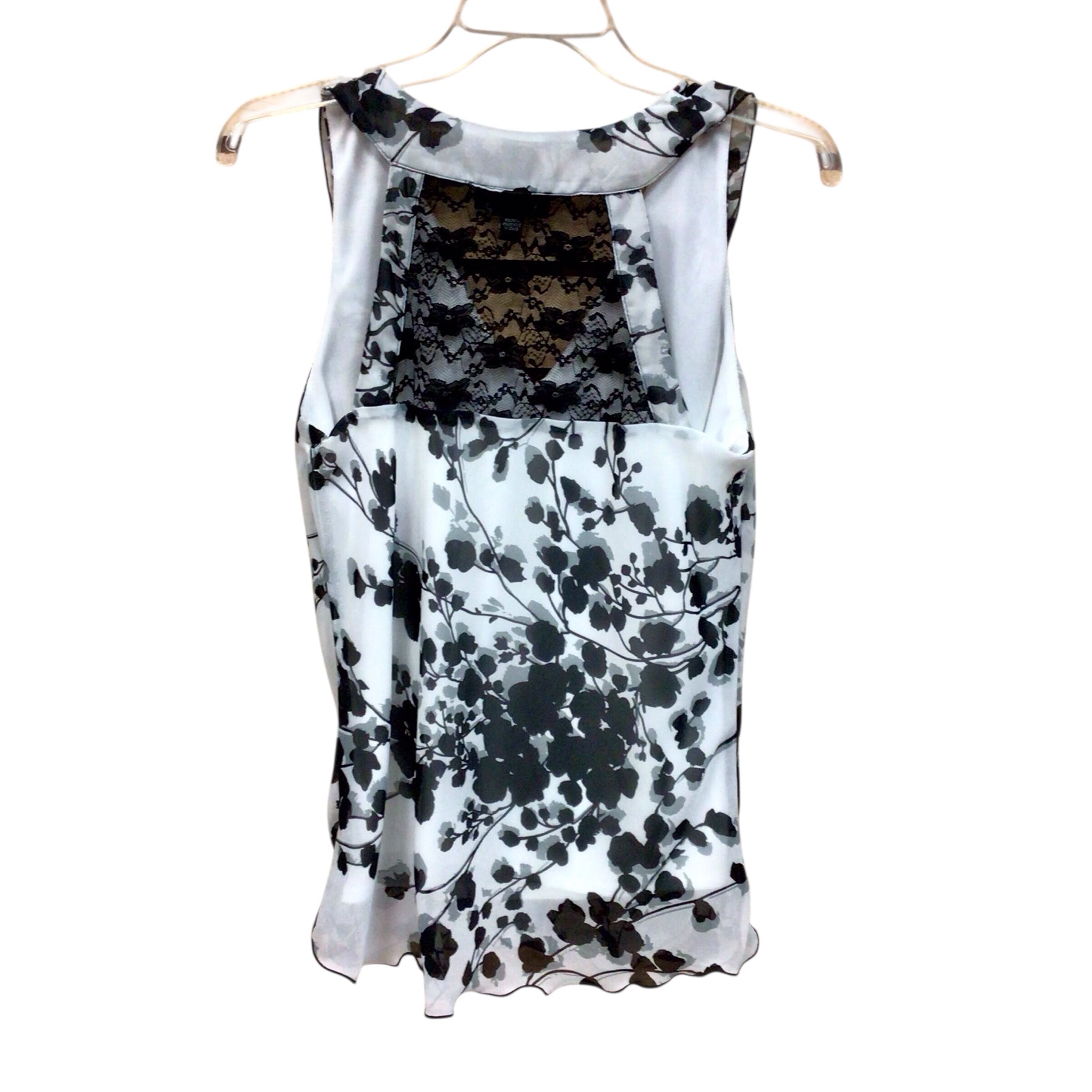 BCX Black & White Floral Sleevless Top Size Medium