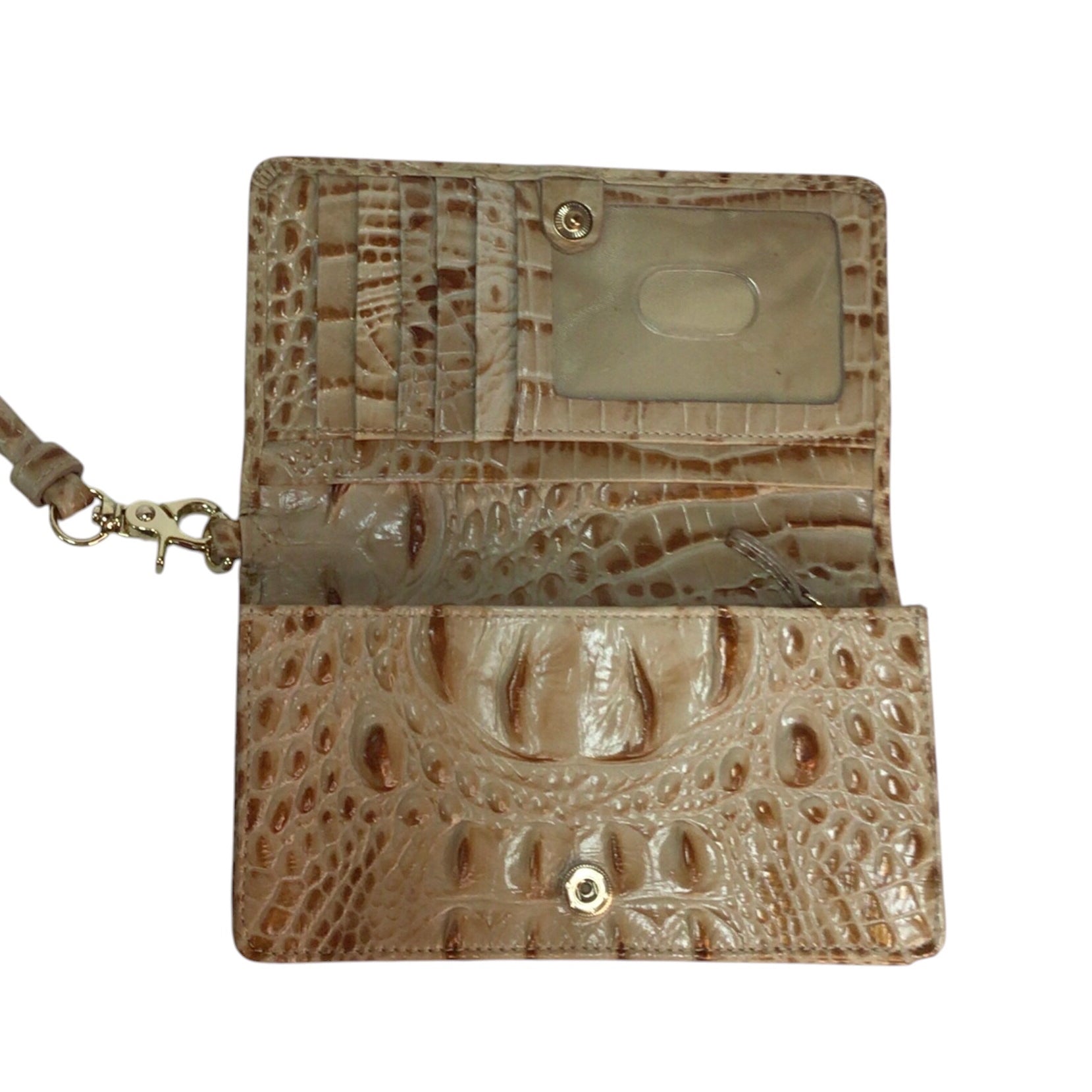 Brahmin Tan And Brown Wristlet Wallet