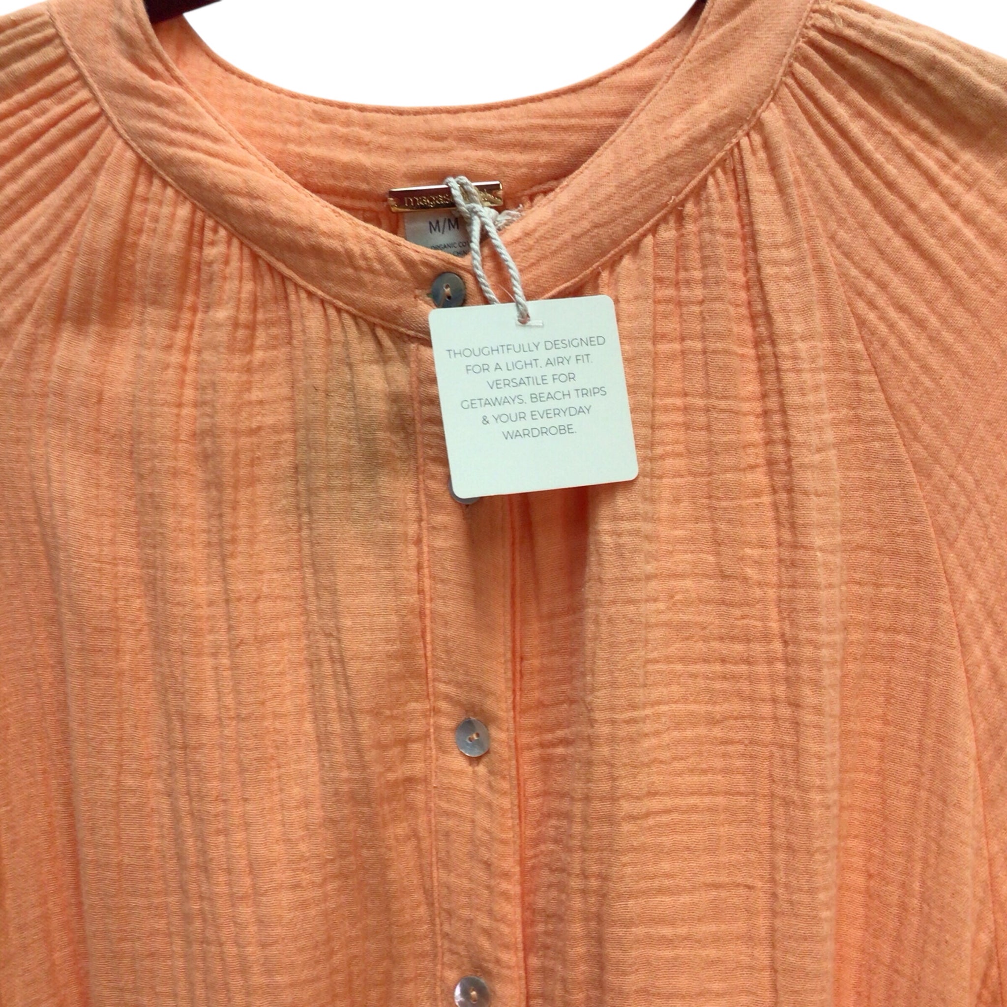 Magaschoni 100% Cotton Orange Long Sleeve Dress Size M NWT